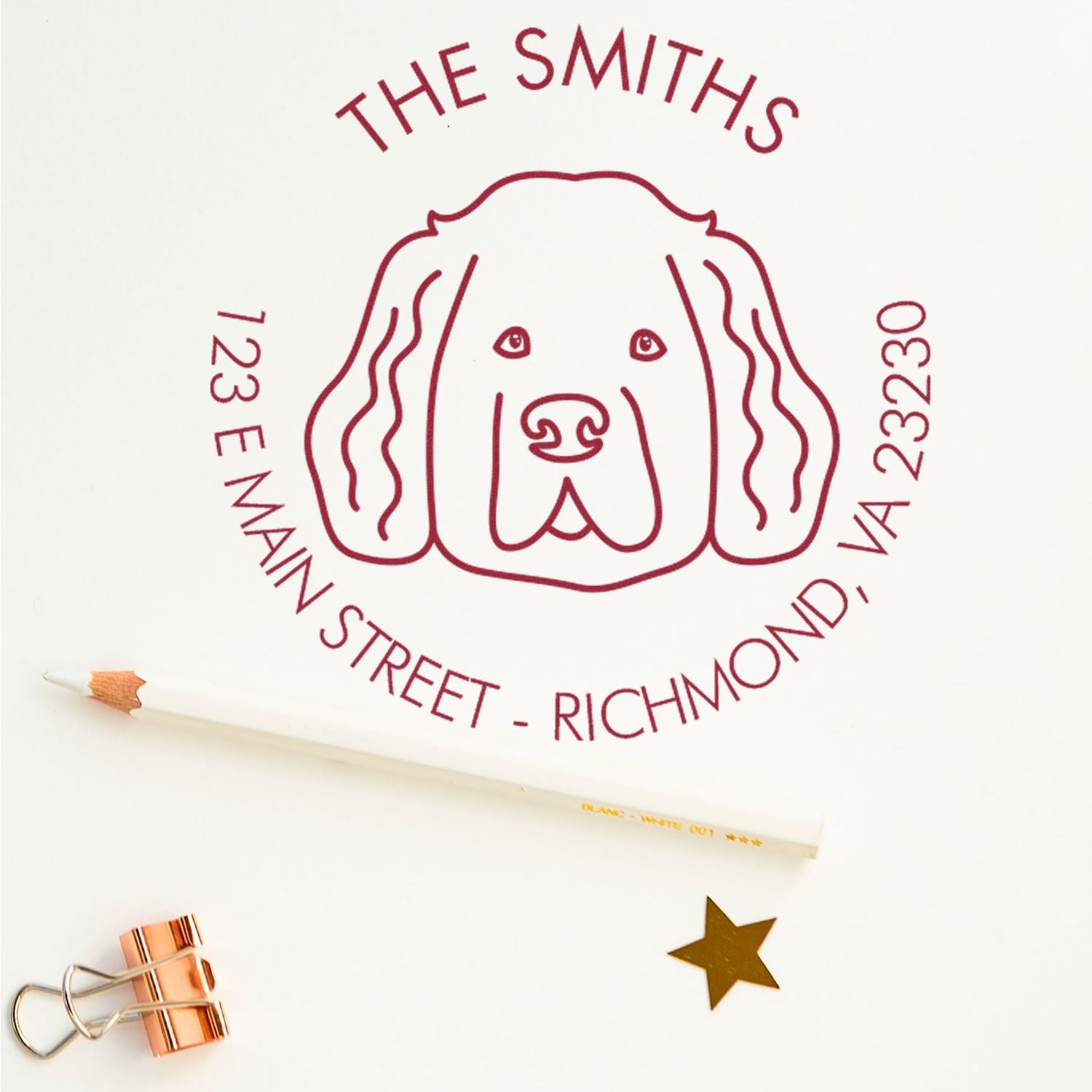 Wood Handle Newfoundland Custom Made Dog Lover's Address Stamp for Envelopes - Engineer Seal Stamps