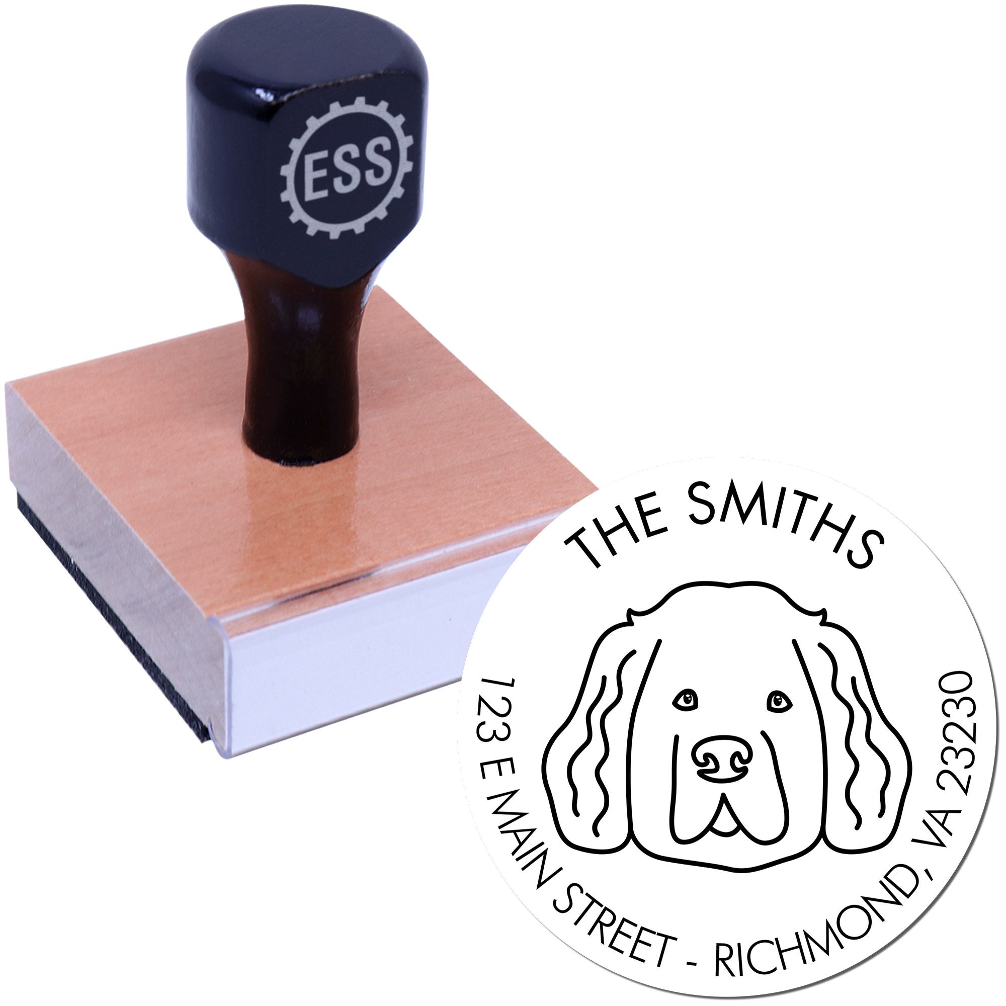 Wood Handle Newfoundland Custom Made Dog Lover's Address Stamp for Envelopes - Engineer Seal Stamps