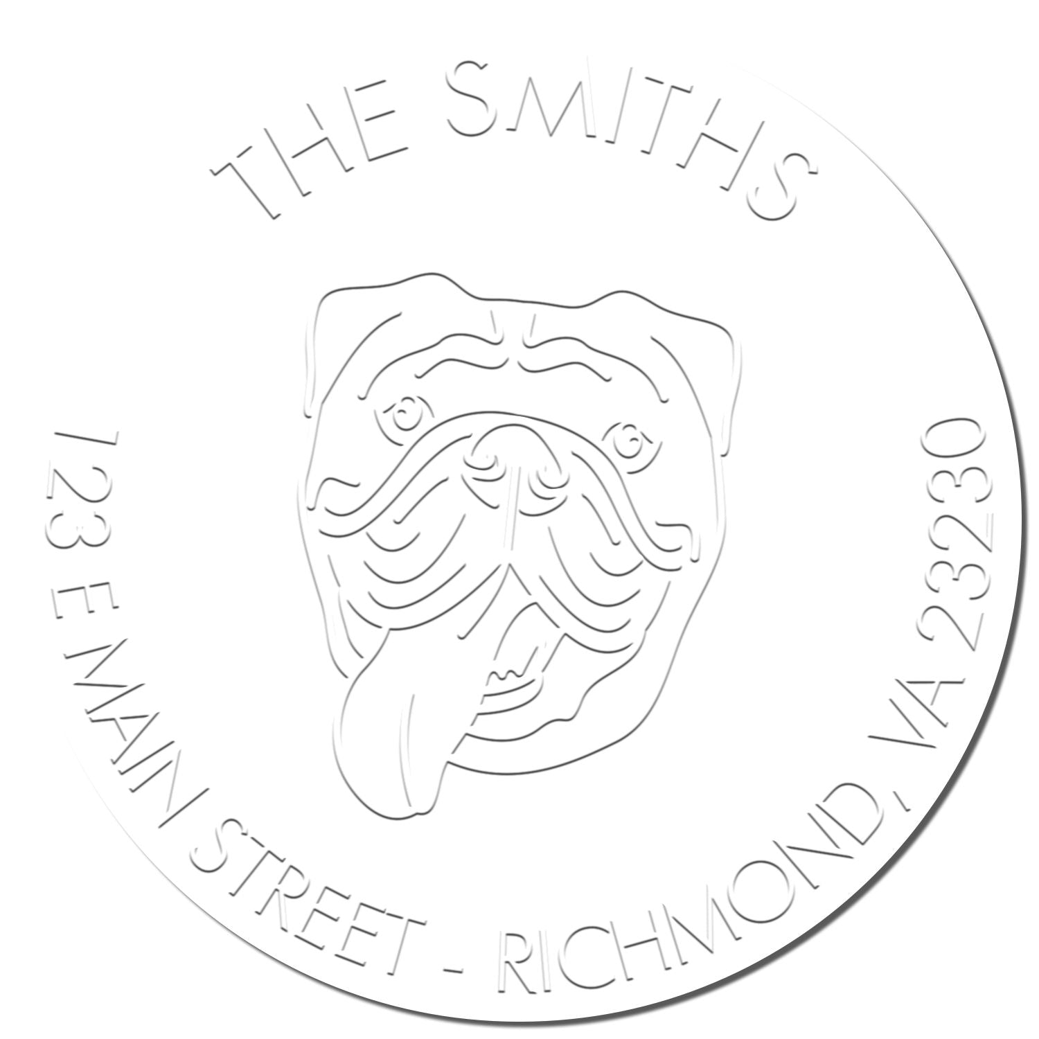 Personalizable Home Address Embossed Seal with Old English Bulldog Dog - Engineer Seal Stamps