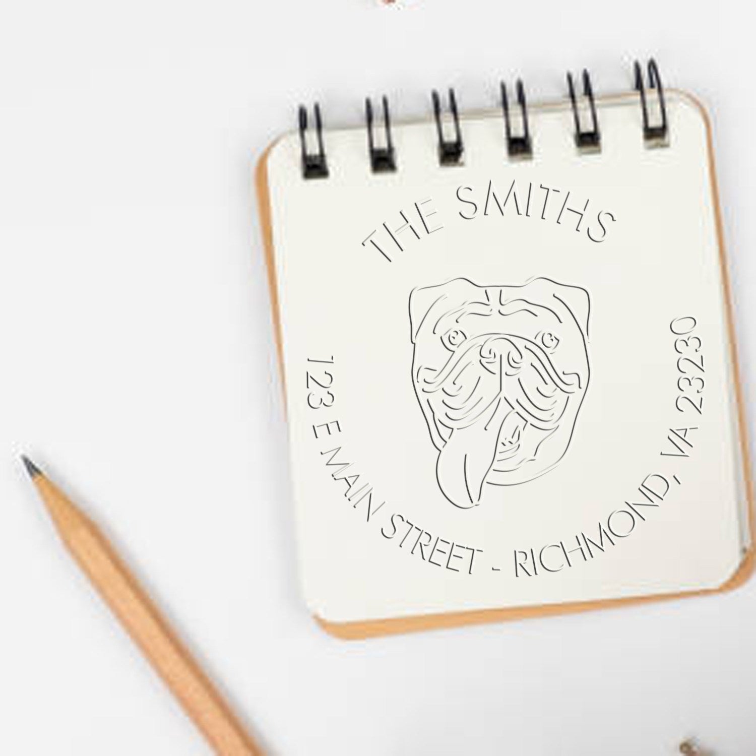 Old English Bulldog Dog Custom-Made Return Address Embosser Seal - Engineer Seal Stamps