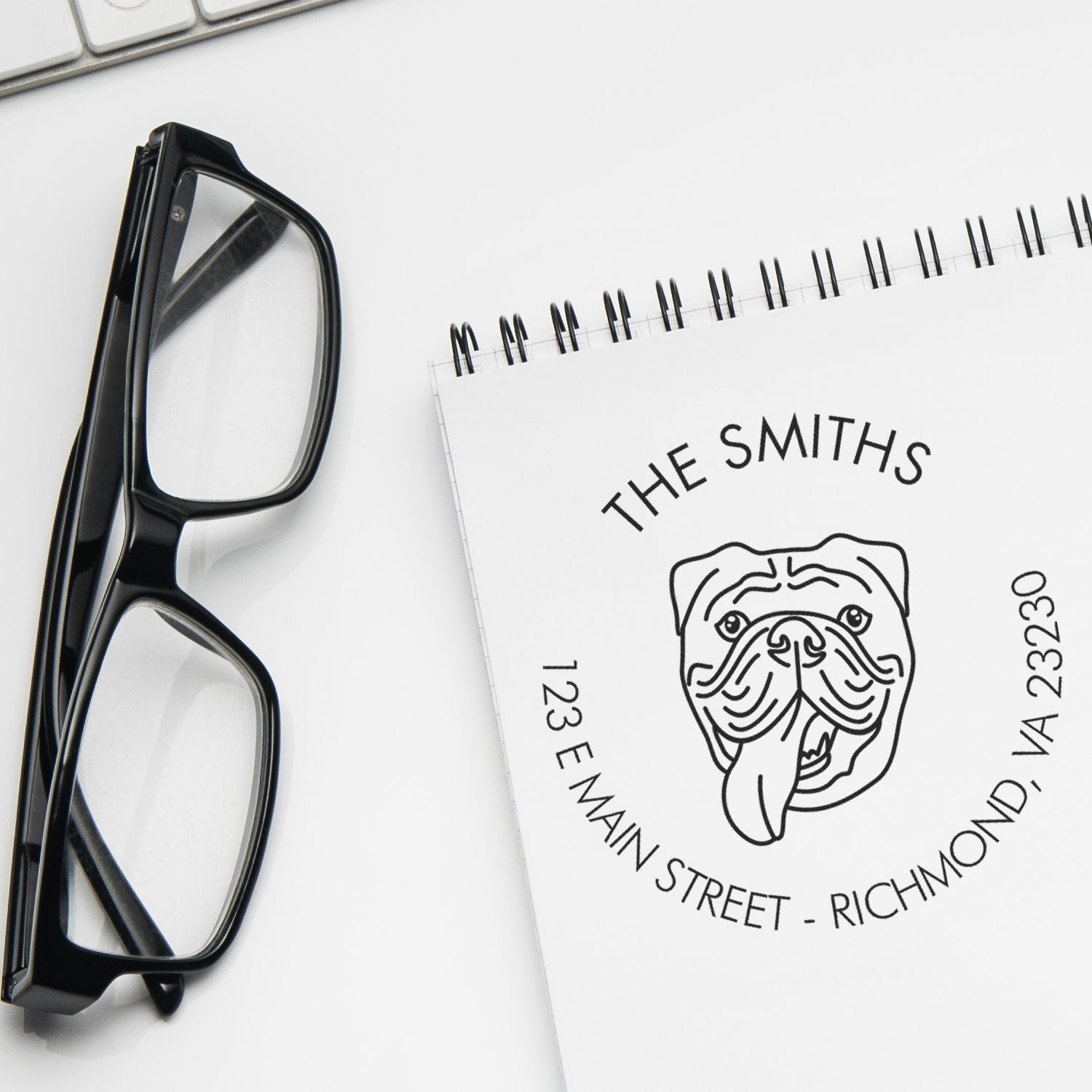 PSI Pre-Inked Old English Bulldog Made-to-Order Address Return Rubber Stamp - Engineer Seal Stamps