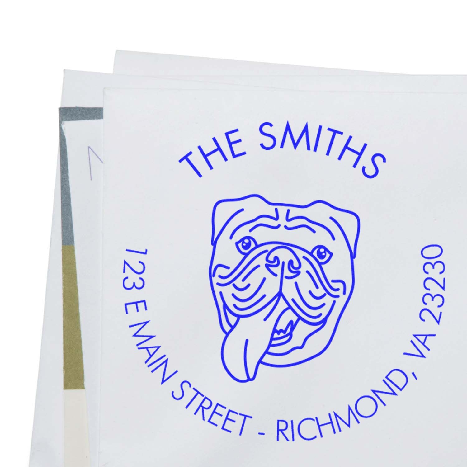 PSI Pre-Inked Old English Bulldog Made-to-Order Address Return Rubber Stamp - Engineer Seal Stamps