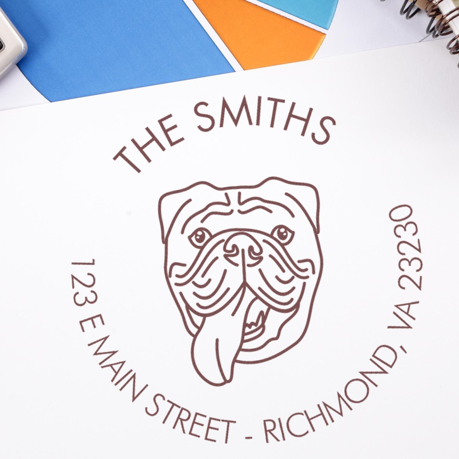 Slim Pre-Inked Old English Bulldog Personalized Mail Label Rubber Stamp - Engineer Seal Stamps