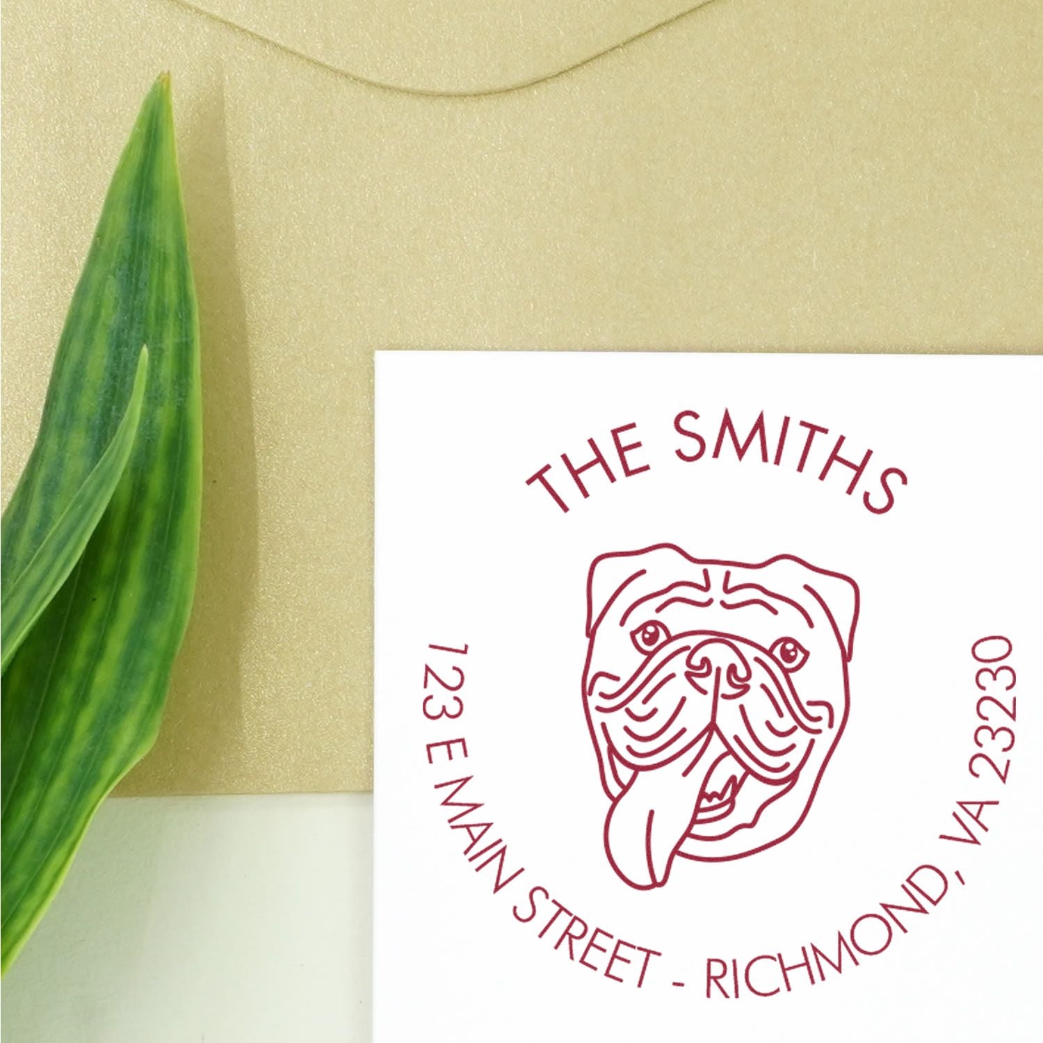 Slim Pre-Inked Old English Bulldog Personalized Mail Label Rubber Stamp - Engineer Seal Stamps