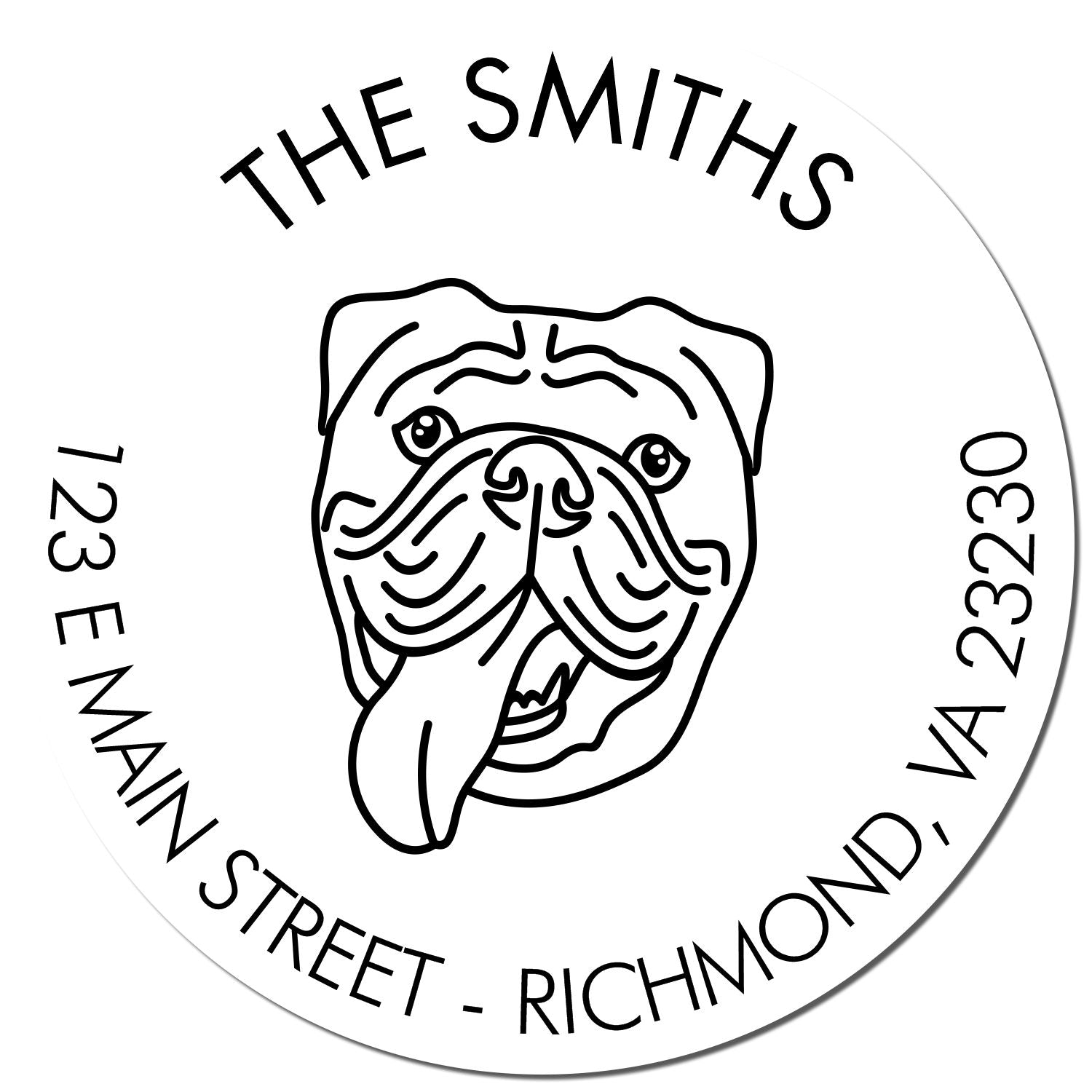 Slim Pre-Inked Old English Bulldog Personalized Mail Label Rubber Stamp - Engineer Seal Stamps