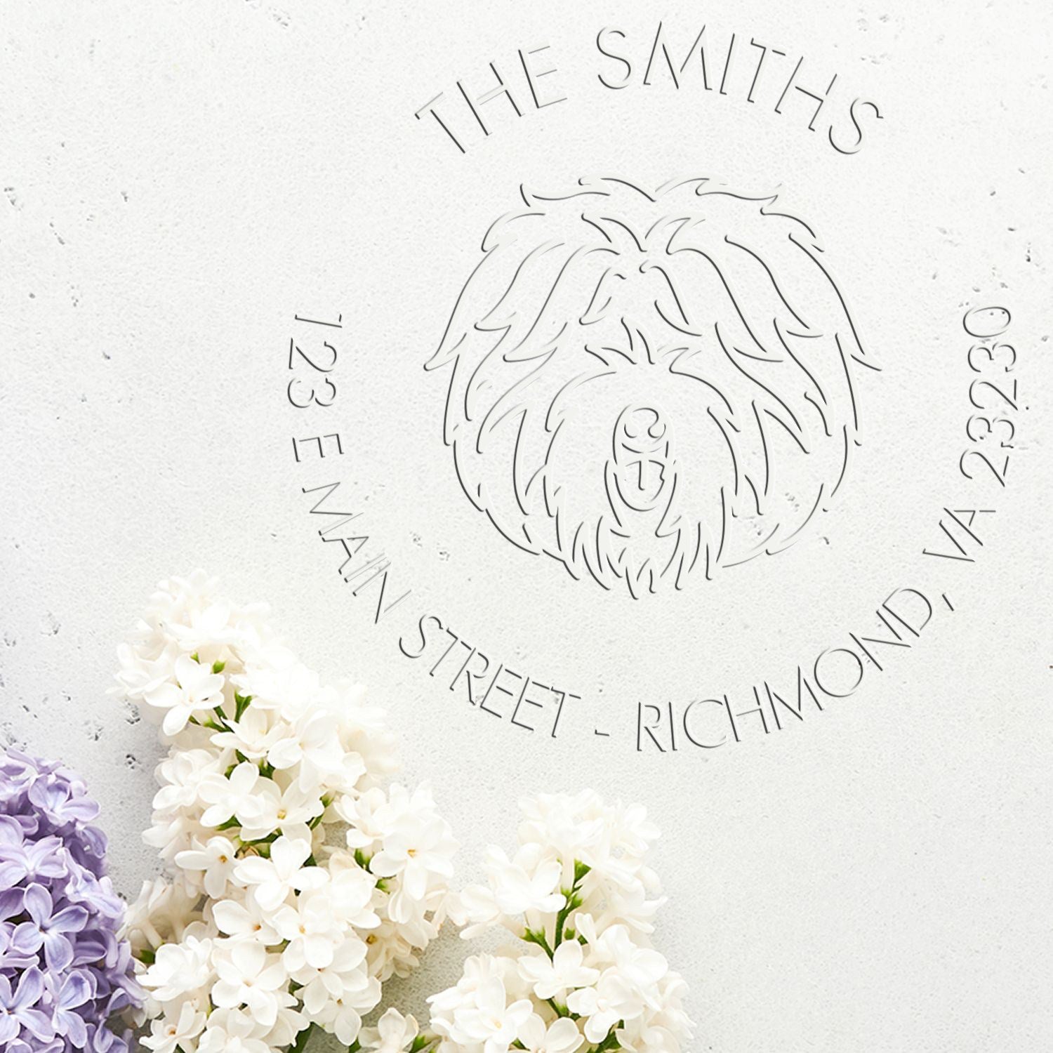 Personalizable Return Address Soft Embosser with Old English Sheepdog Dog
