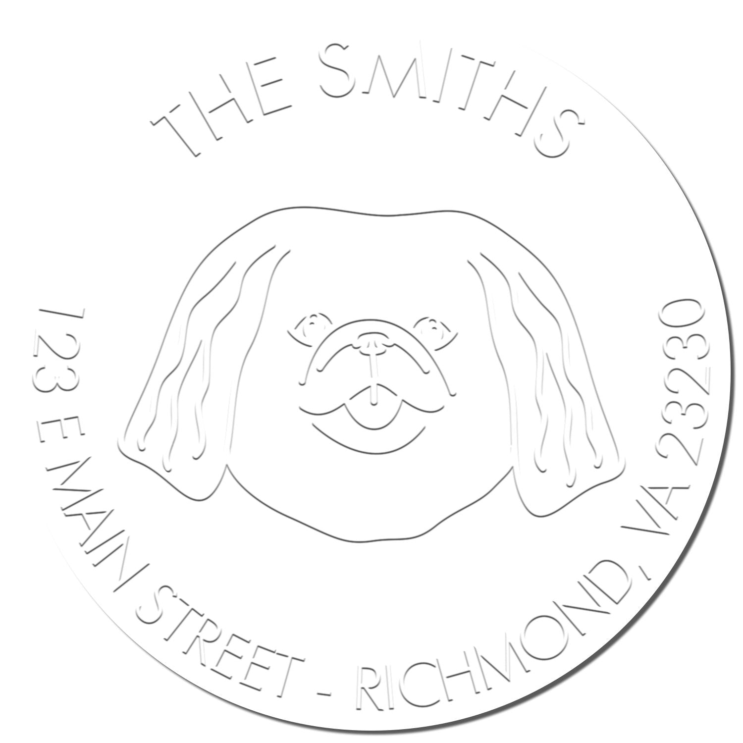 Personalizable Return Address Soft Embosser Seal with Pekingese Dog - Engineer Seal Stamps