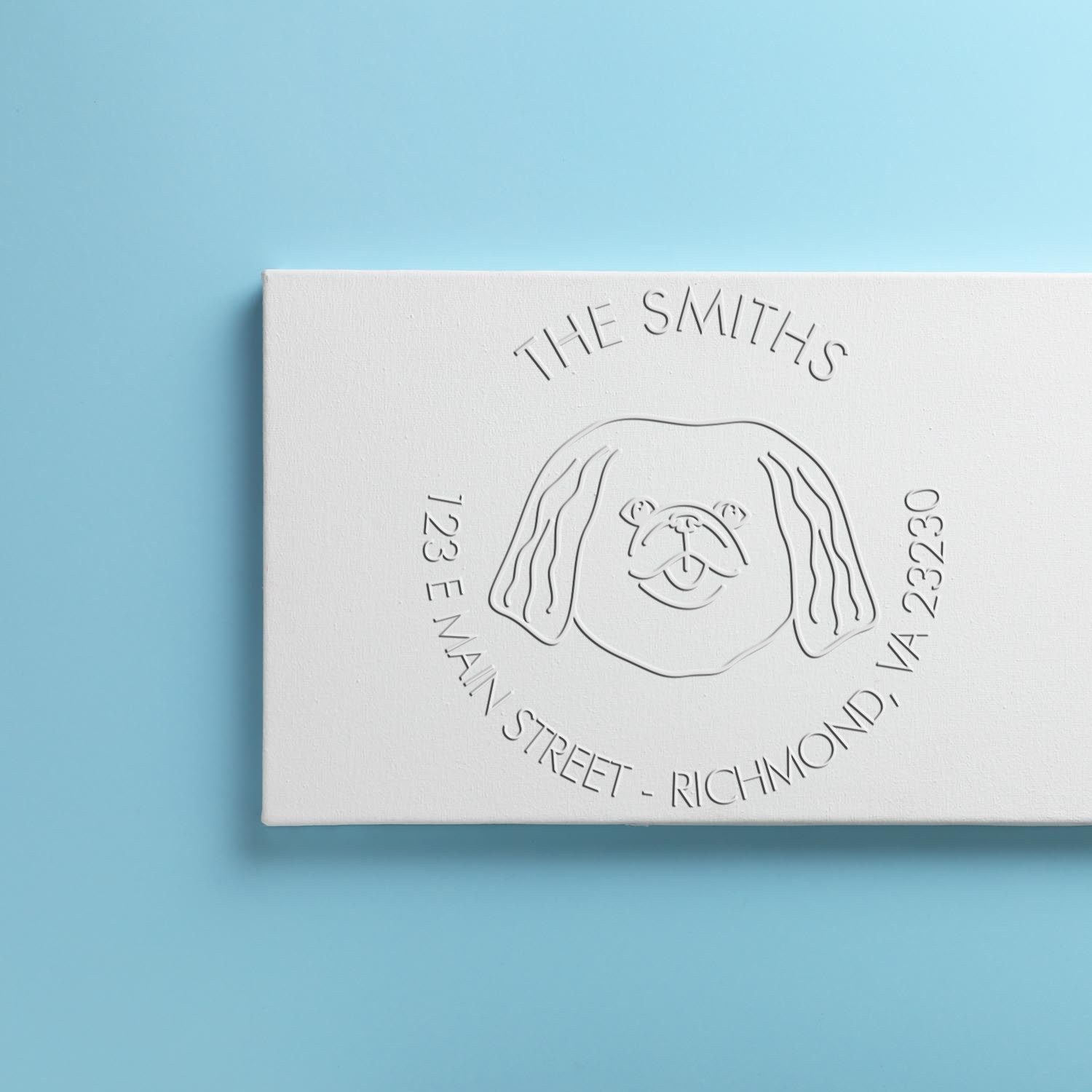 Personalizable Return Address Soft Embosser Seal with Pekingese Dog