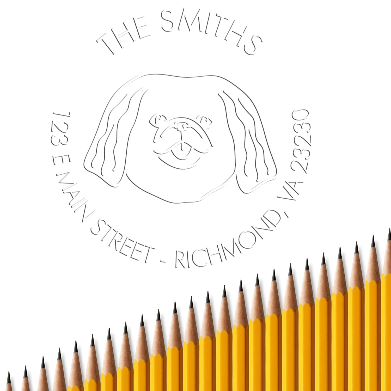 Pekingese Dog Outline Customized Home Address Embossed Seal - Engineer Seal Stamps