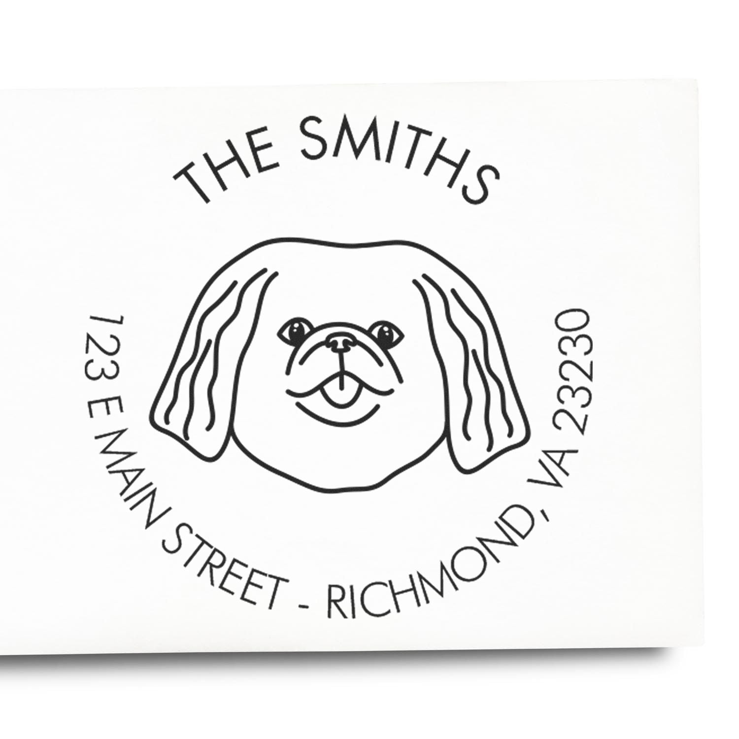 PSI Pre-Inked Pekingese Made-to-Order Address Return Stamp - Engineer Seal Stamps