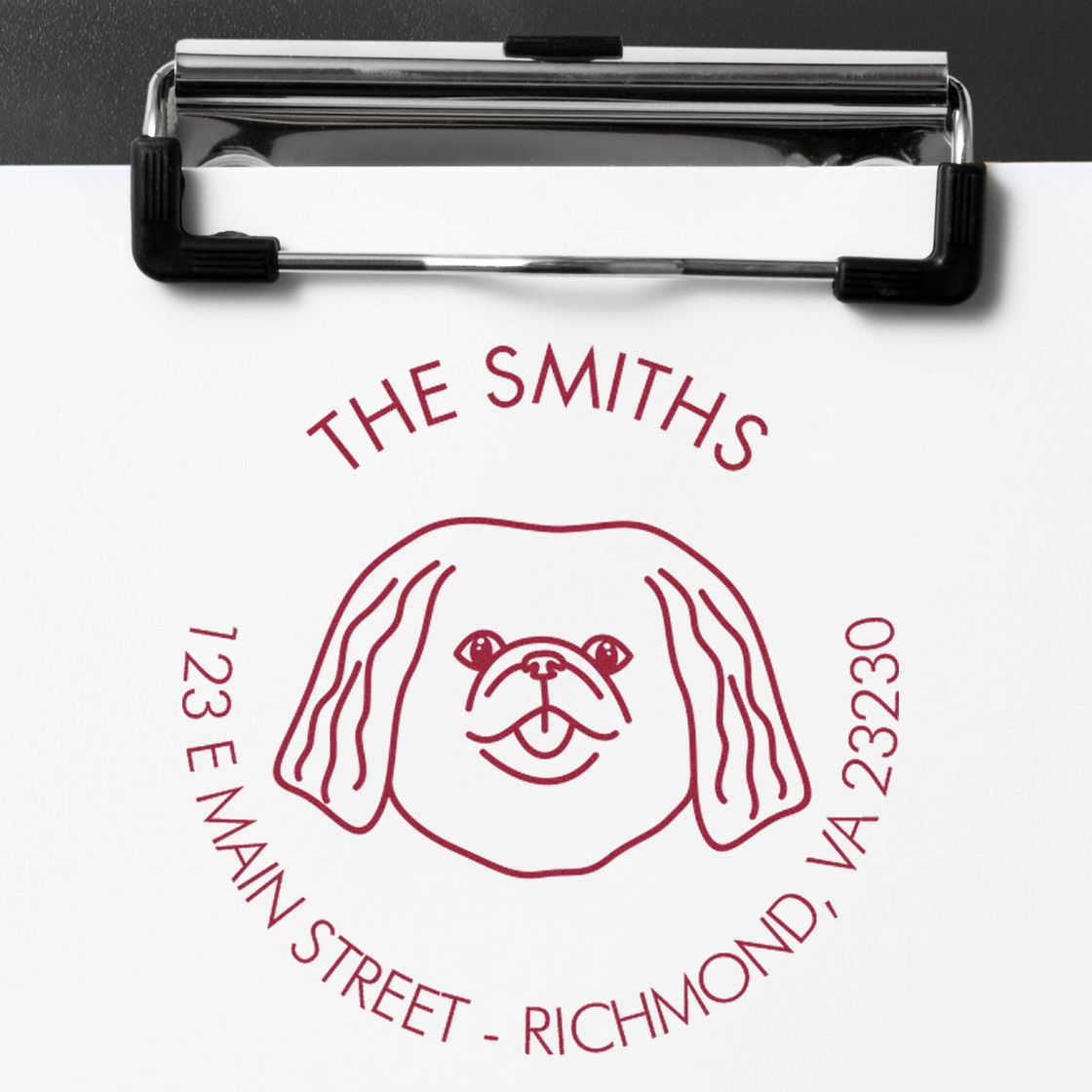 Wood Handle Pekingese Custom Made Dog Return Address Stamp - Engineer Seal Stamps