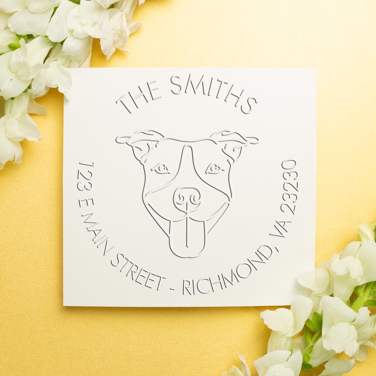 Pitbull Dog Custom-Made Return Address Embossing Stamp - Engineer Seal Stamps