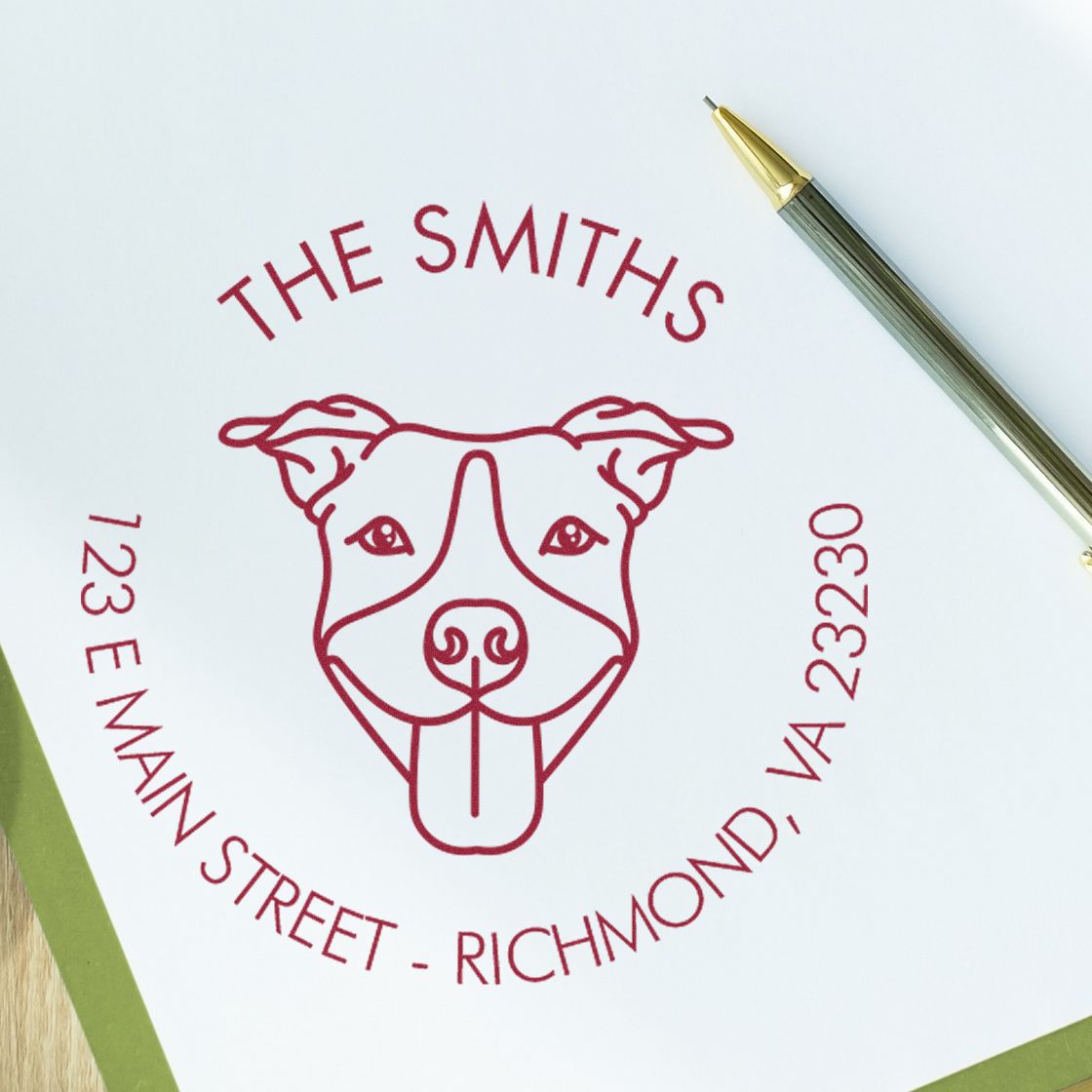 Slim Pre-Inked Pitbull Personalized Mail Label Stamper - Engineer Seal Stamps
