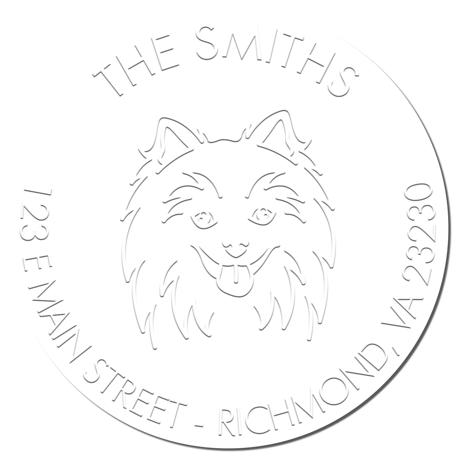 Personalizable Return Address Seal with Pomeranian Dog - Engineer Seal Stamps