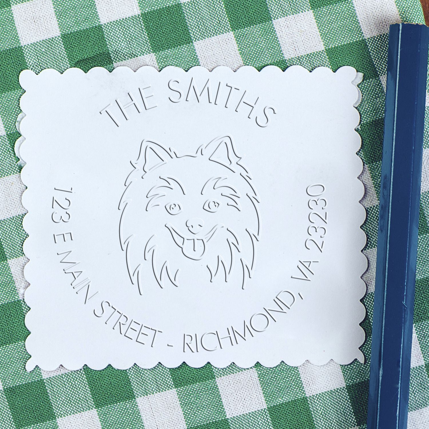 Personalizable Return Address Seal with Pomeranian Dog - Engineer Seal Stamps