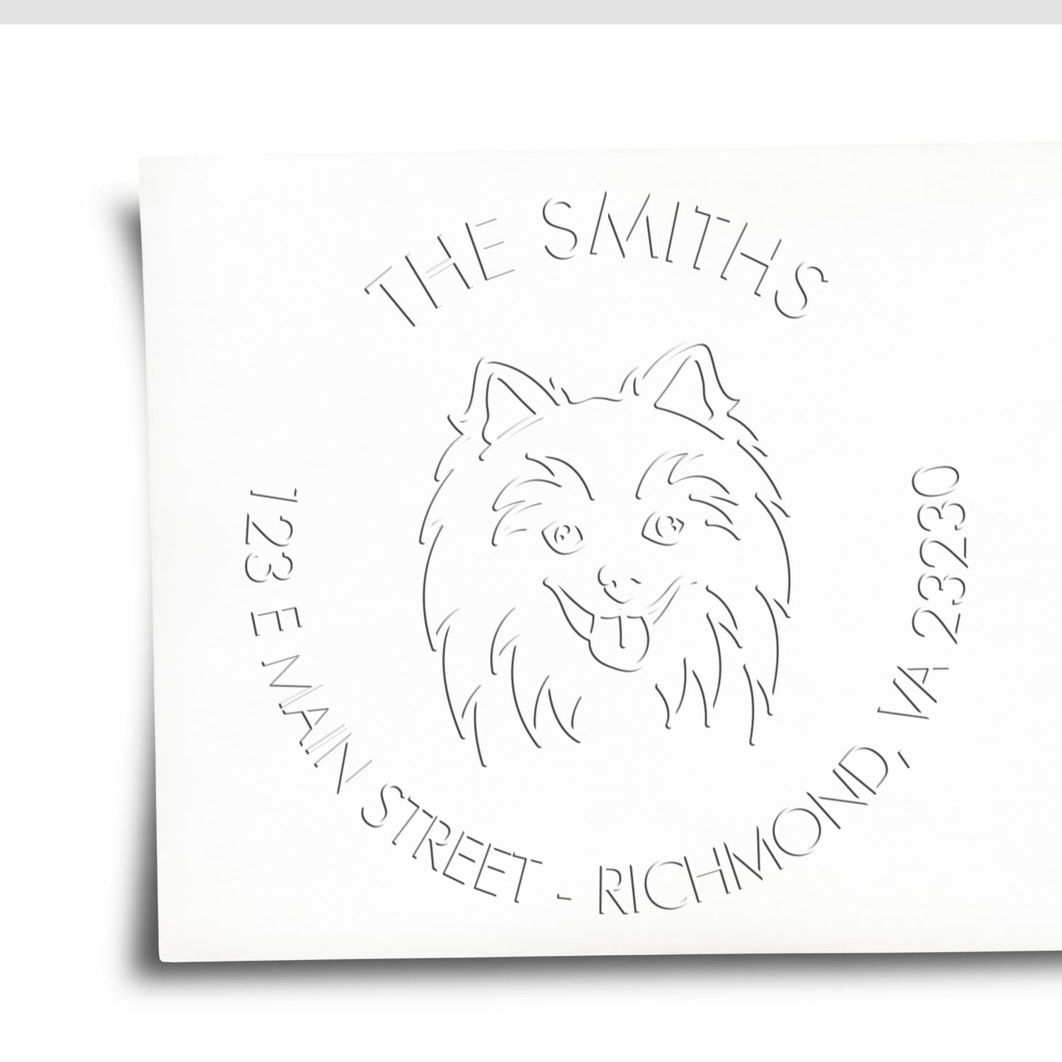 Pomeranian Dog Outline Customized Return Address Hybrid Embosser Seal - Engineer Seal Stamps
