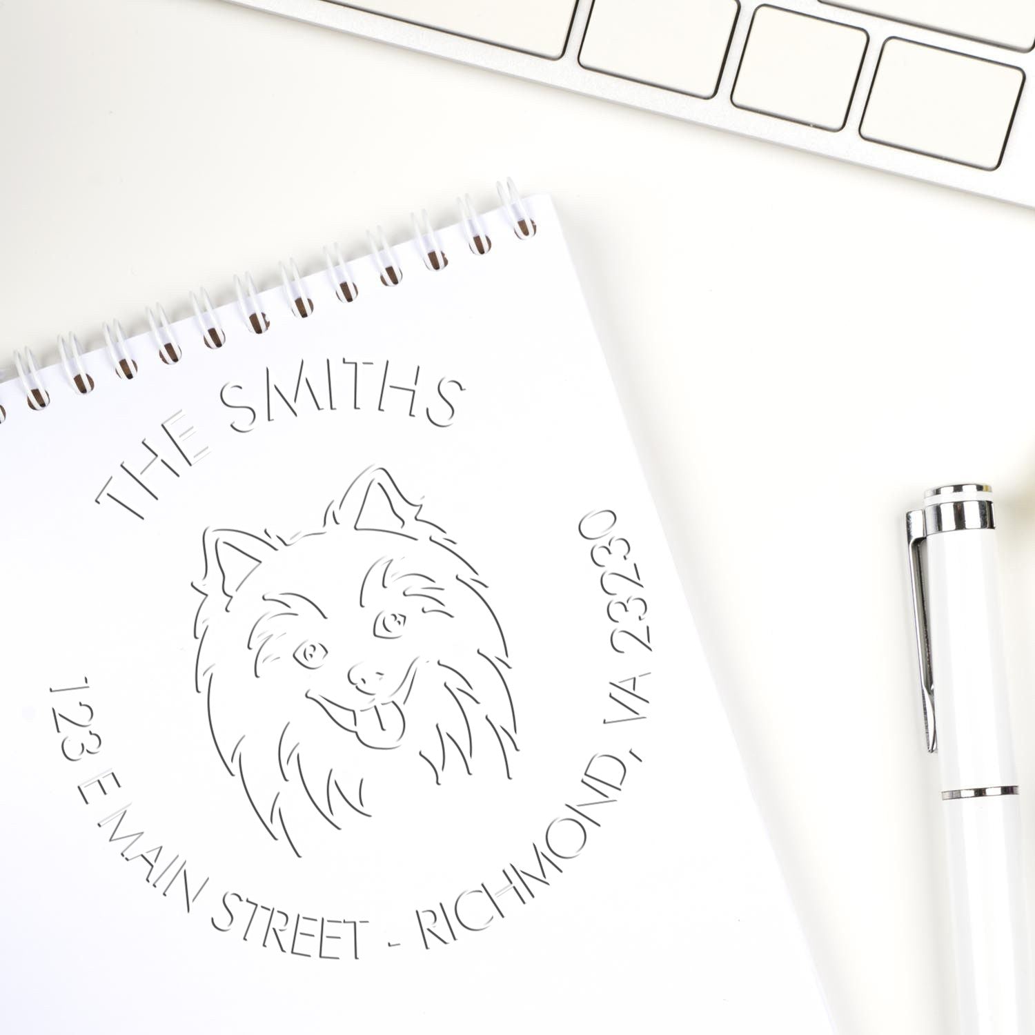 Pomeranian Dog Outline Customized Return Address Hybrid Embosser Seal - Engineer Seal Stamps