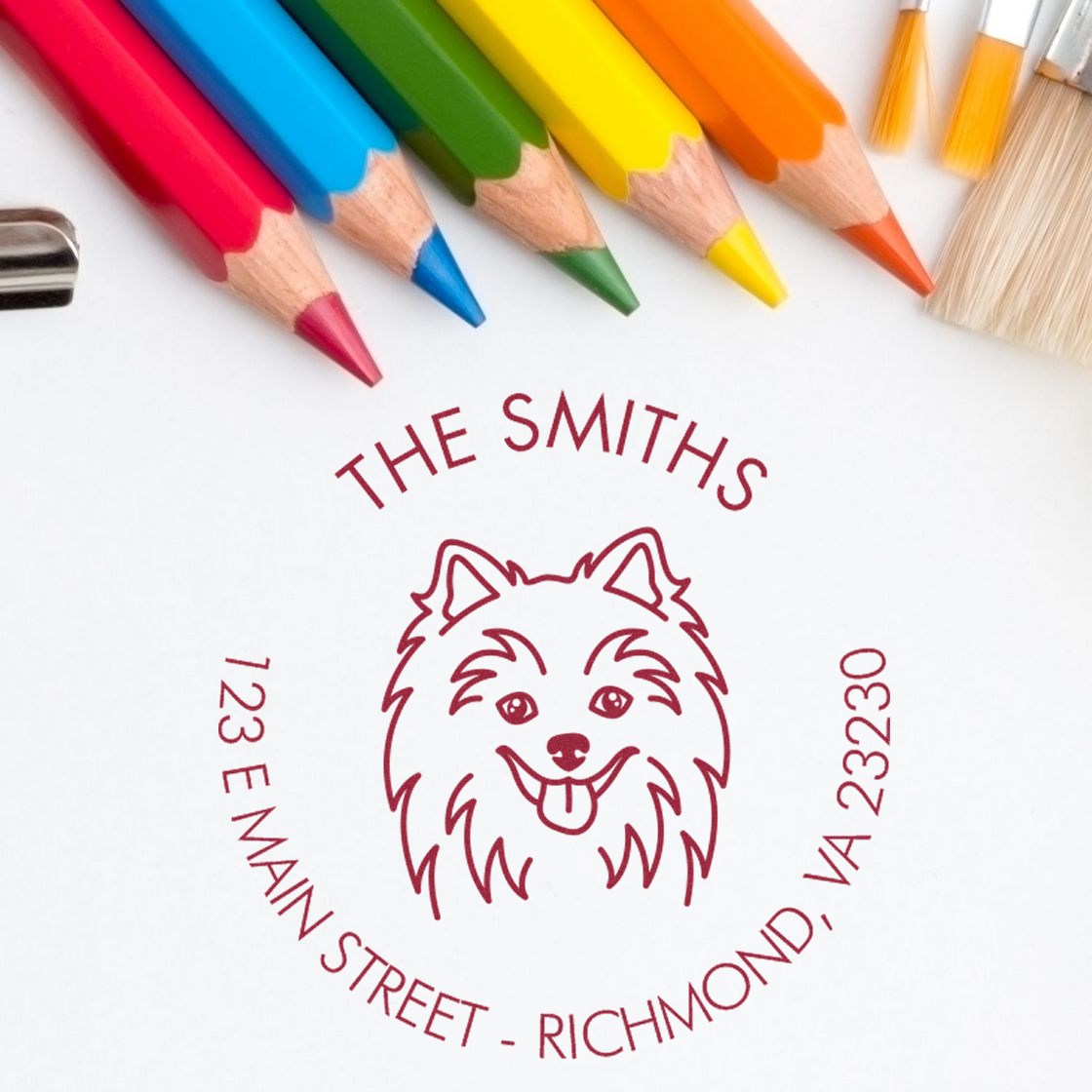 Wood Handle Pomeranian Custom Made Easy-To-Use Address Stamp - Engineer Seal Stamps