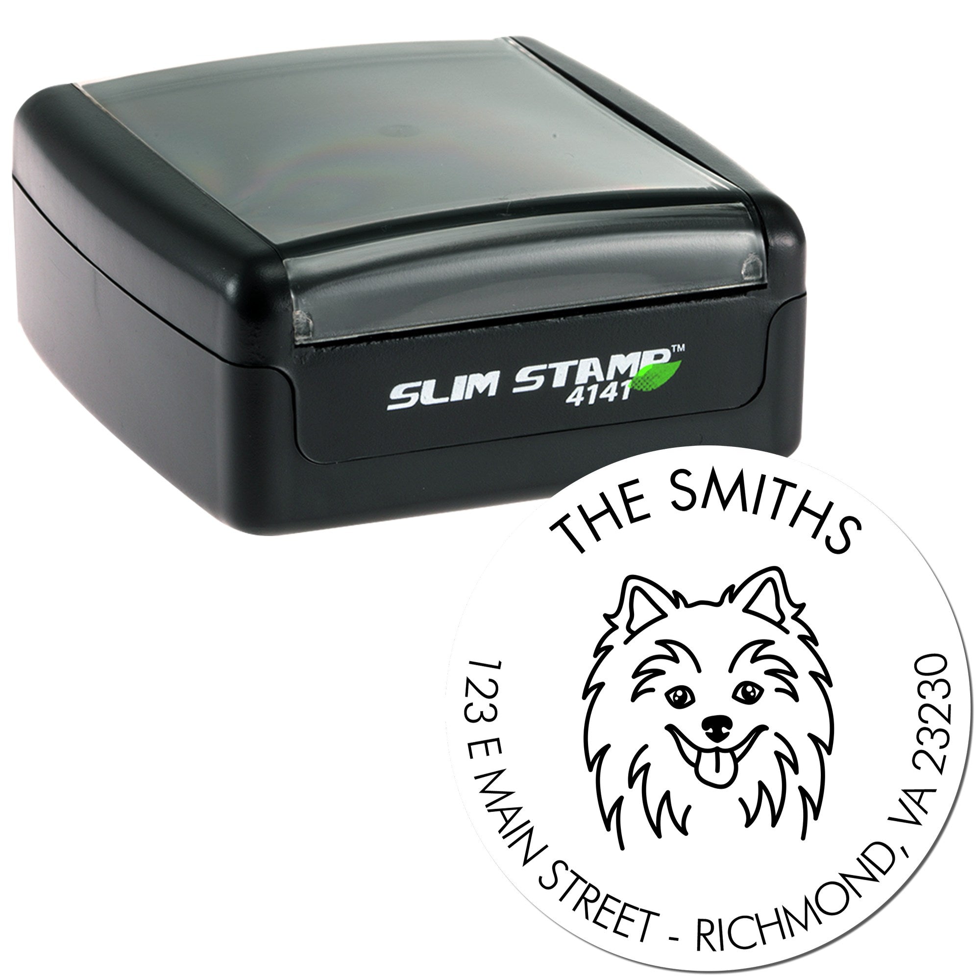 Slim Pre-Inked Pomeranian Personalized Mail Stamp - Engineer Seal Stamps