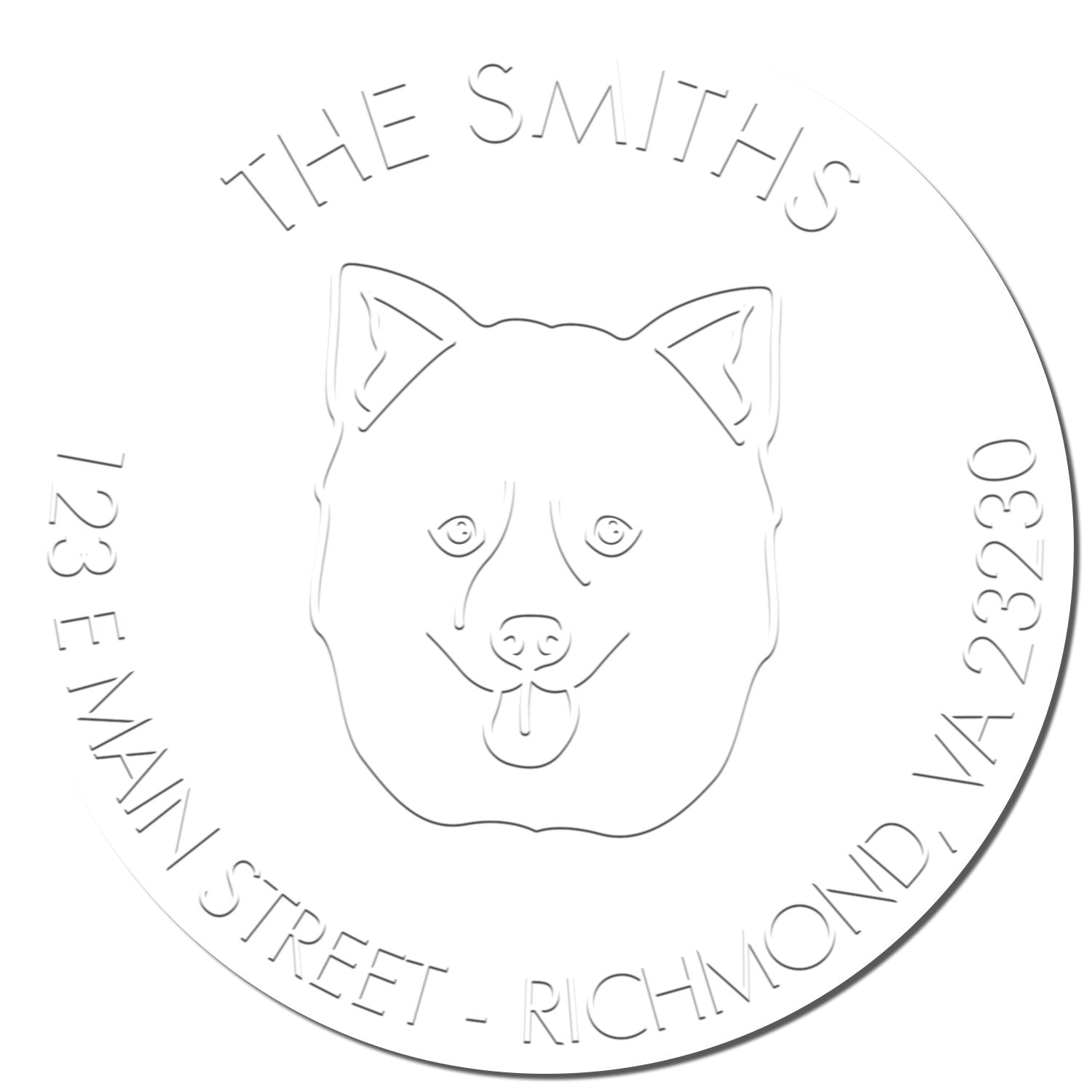 Personalizable Return Address Embossing Stamp with Pomsky Dog - Engineer Seal Stamps