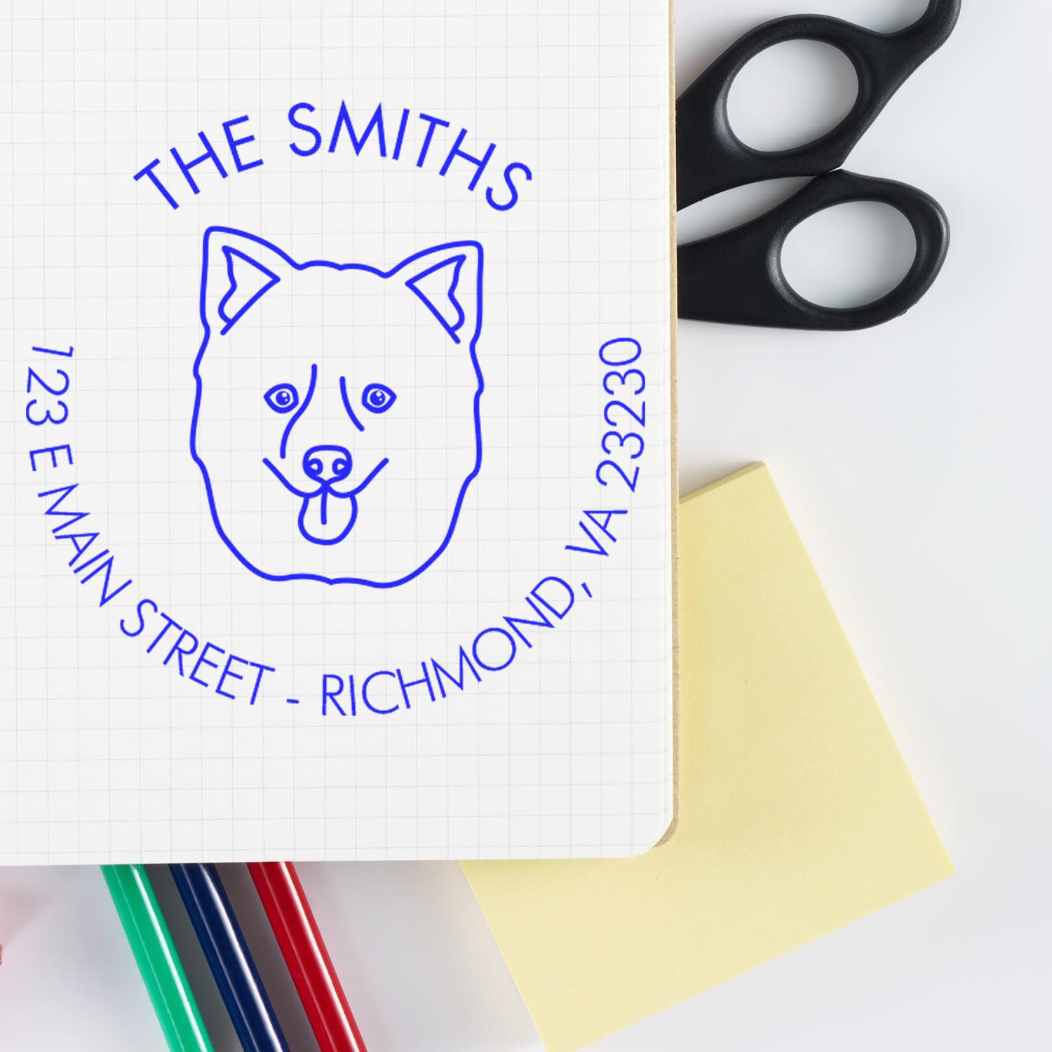 Self-Inking Pomsky Customized Mail Stamper - Engineer Seal Stamps