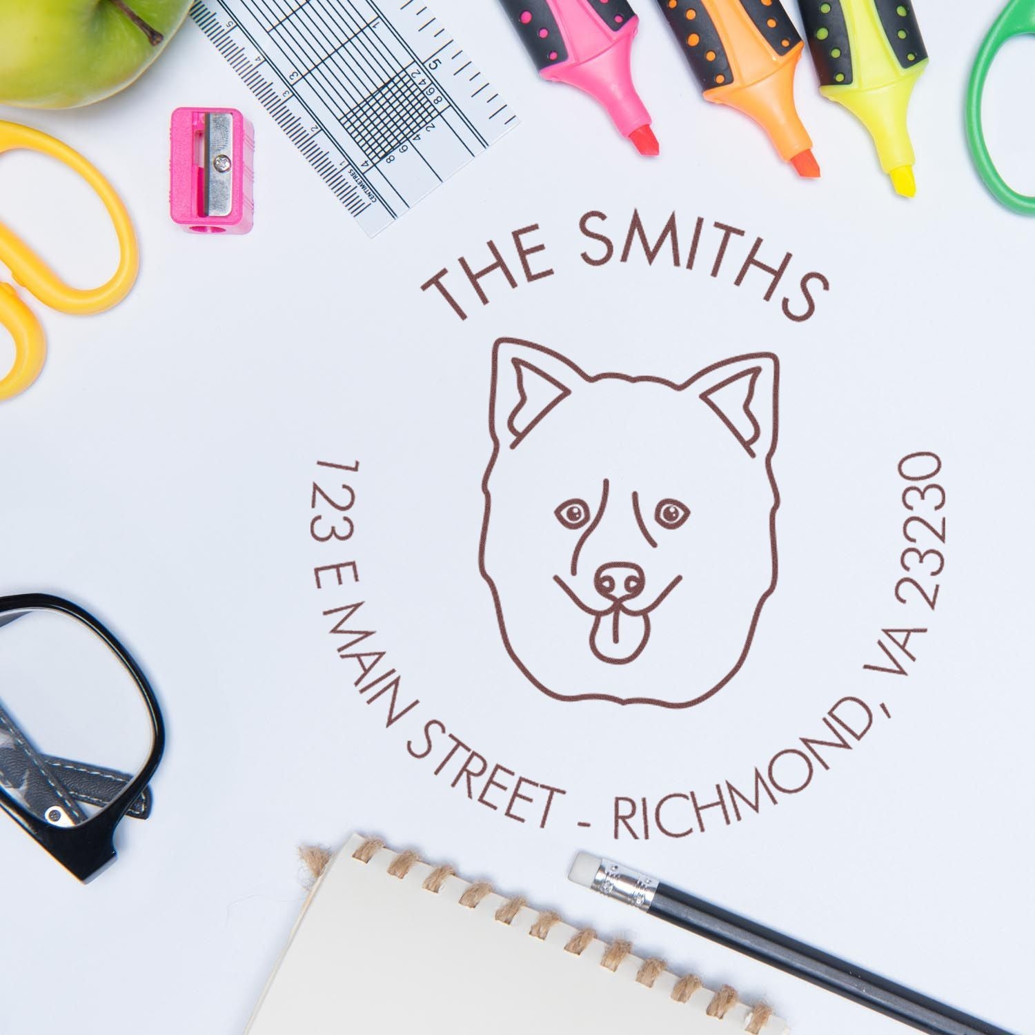 PSI Pre-Inked Pomsky Made-to-Order Address Return Stamp for Envelopes - Engineer Seal Stamps