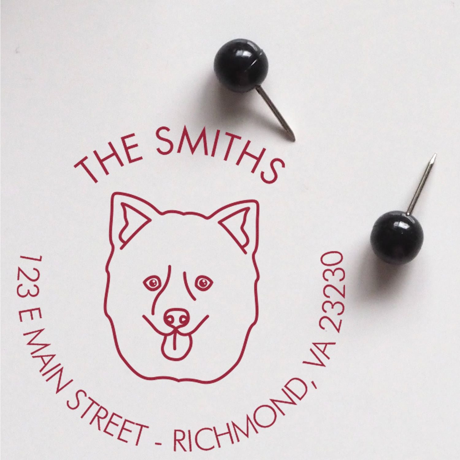 Wood Handle Pomsky Custom Made Dog Return Address Stamper - Engineer Seal Stamps