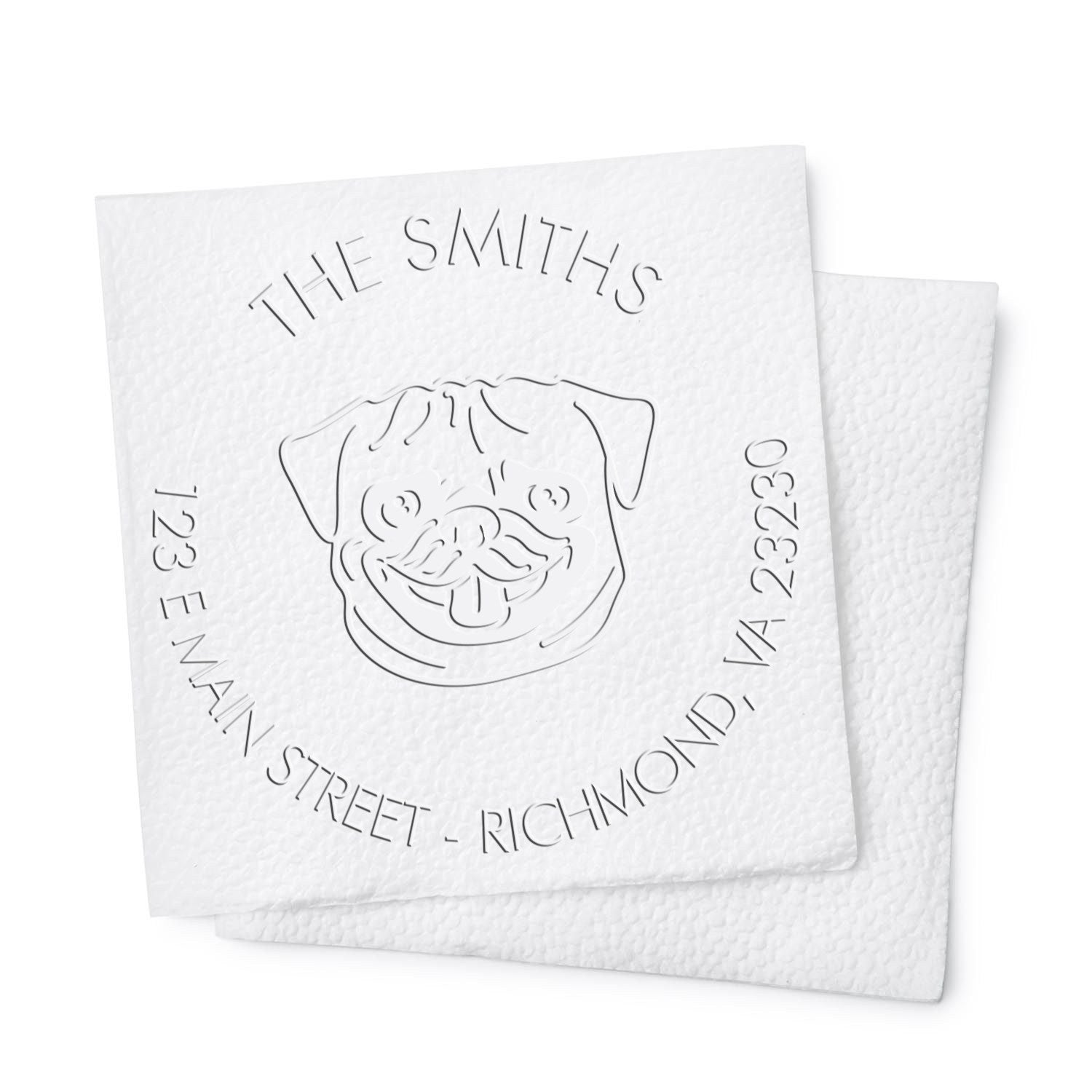 Personalizable Return Address Seal Stamp with Pug Dog