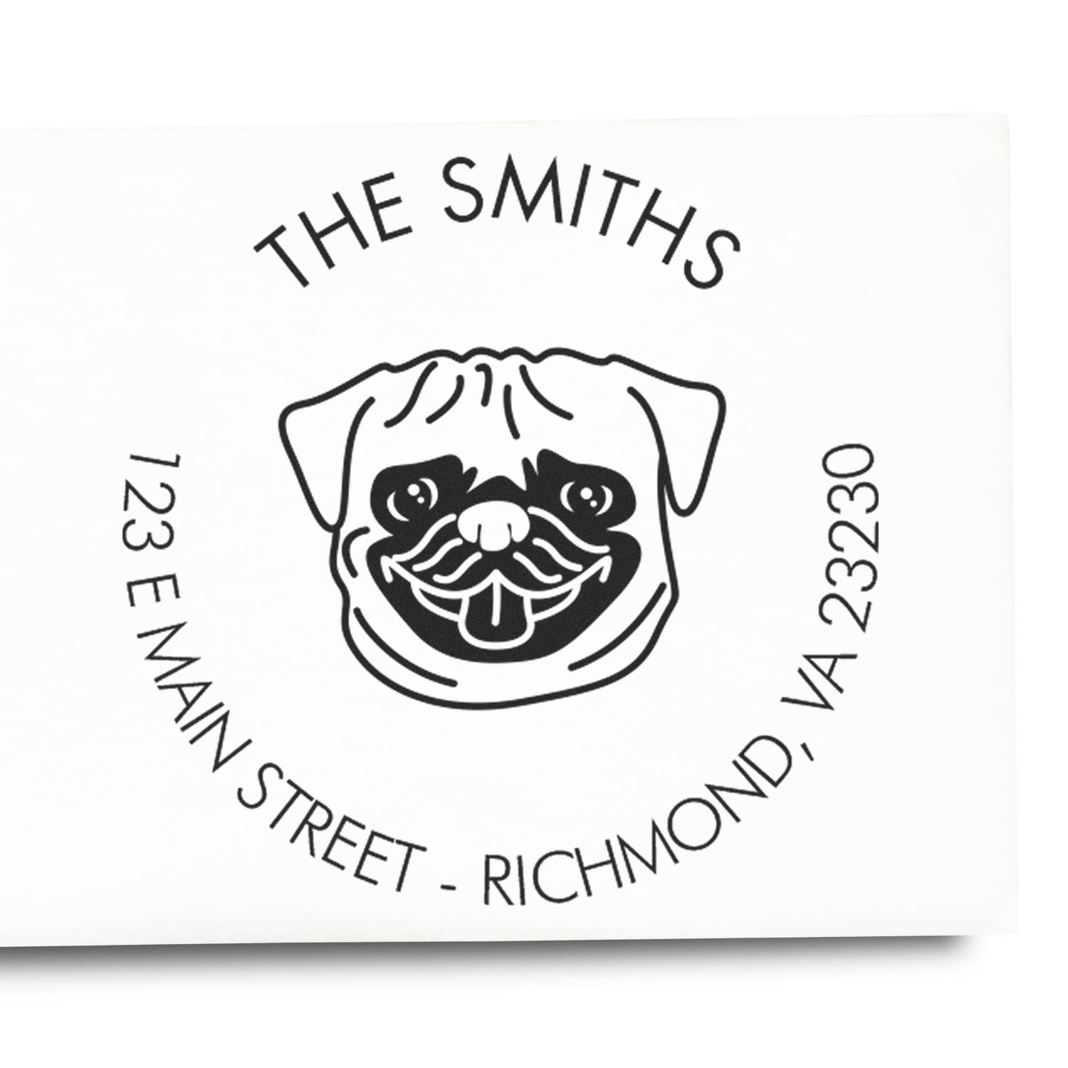PSI Pre-Inked Pug Made-to-Order Address Rubber Stamp - Engineer Seal Stamps