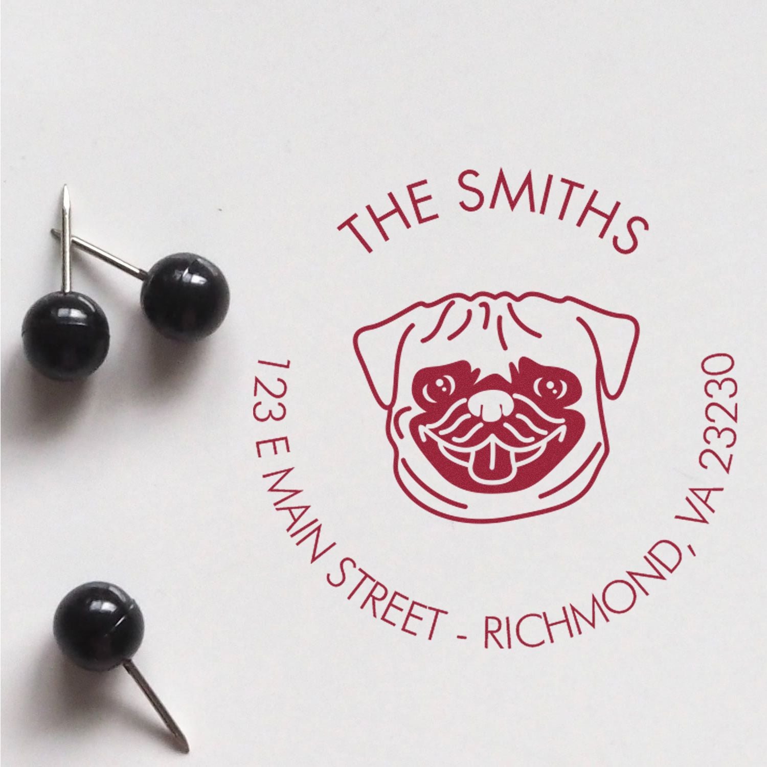 Slim Pre-Inked Pug Personalized Mail Stamp - Engineer Seal Stamps