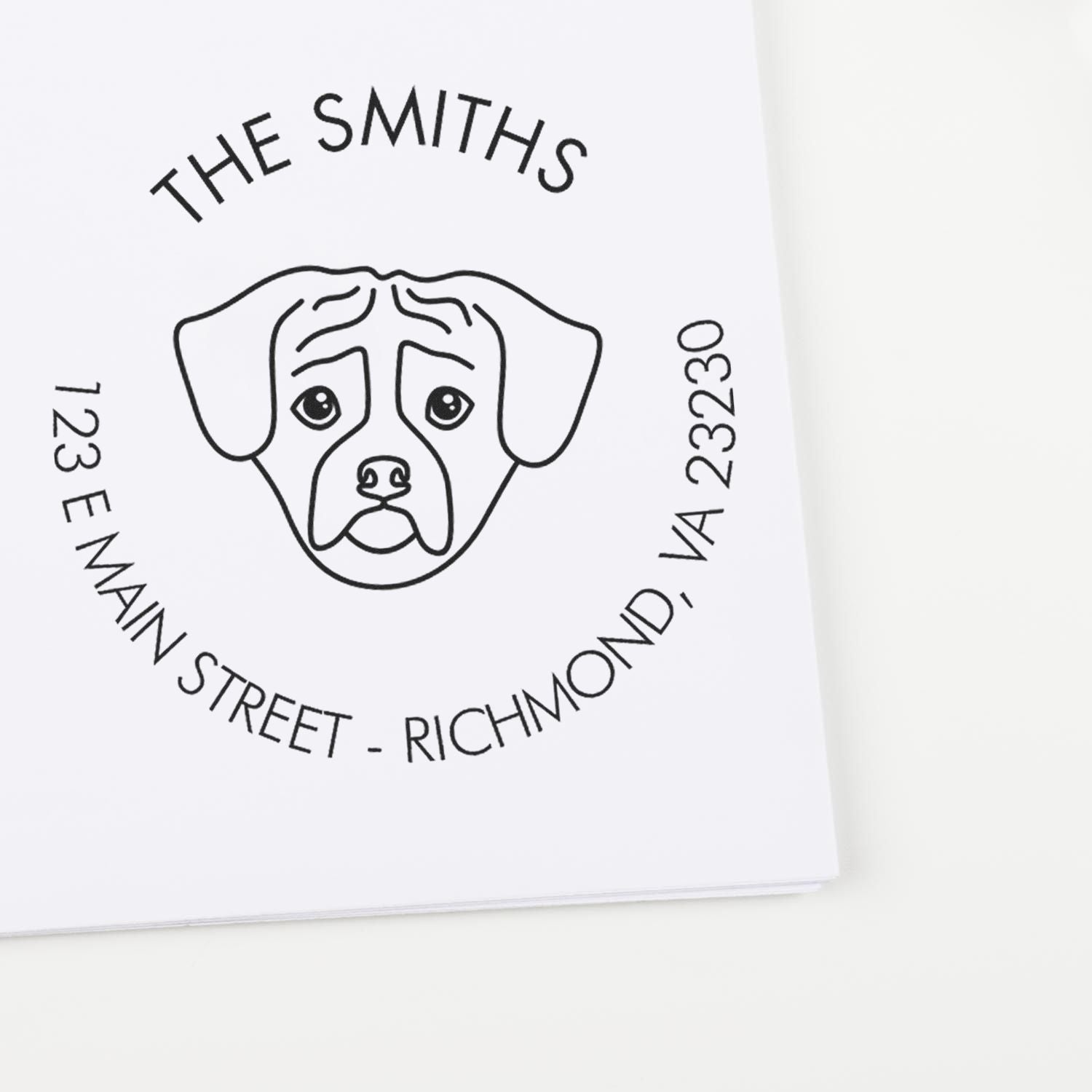 Slim Pre-Inked Puggle Personalized Mail Stamp for Envelopes - Engineer Seal Stamps