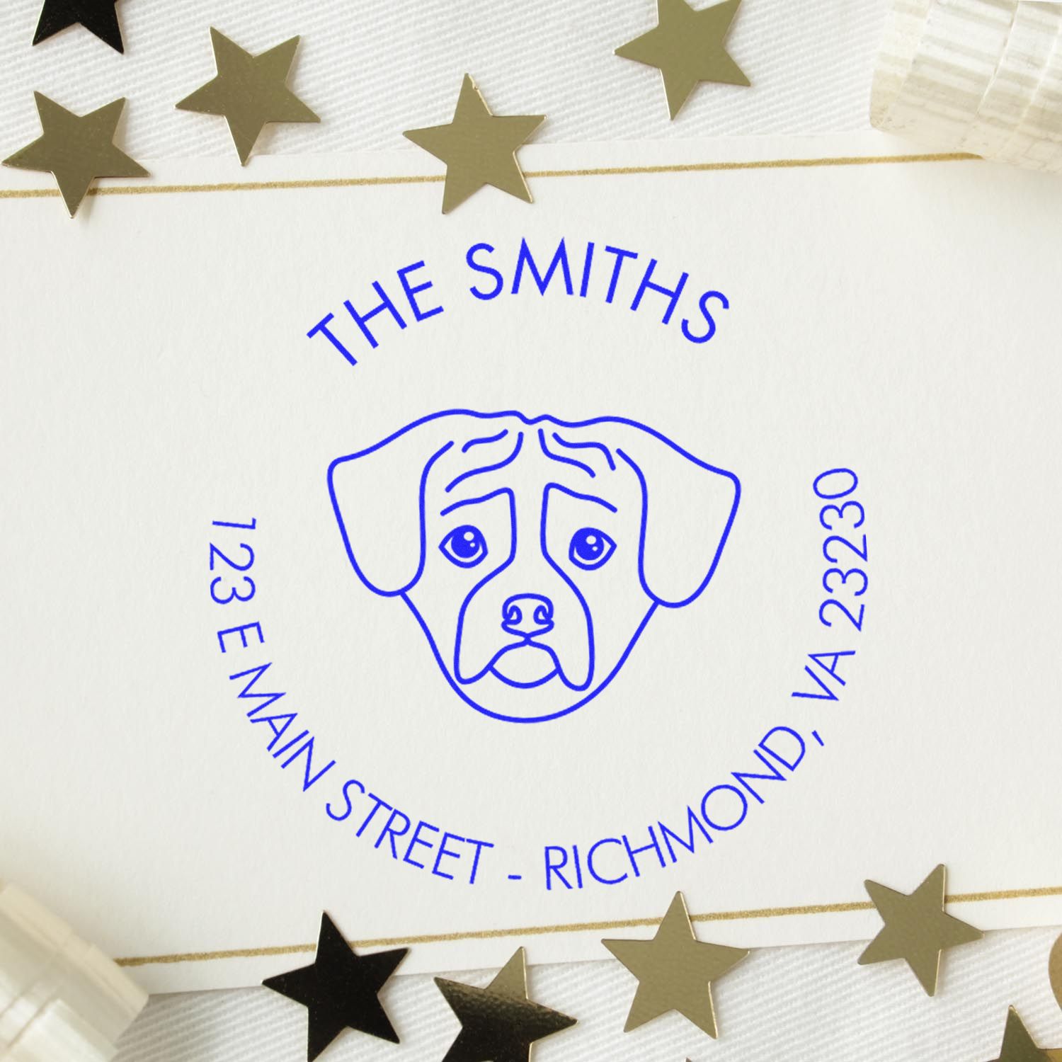 Slim Pre-Inked Puggle Personalized Mail Stamp for Envelopes - Engineer Seal Stamps