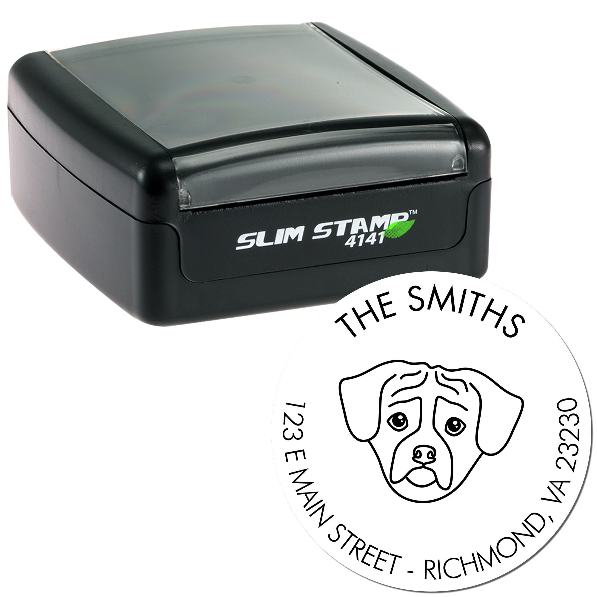 Slim Pre-Inked Puggle Personalized Mail Stamp for Envelopes - Engineer Seal Stamps