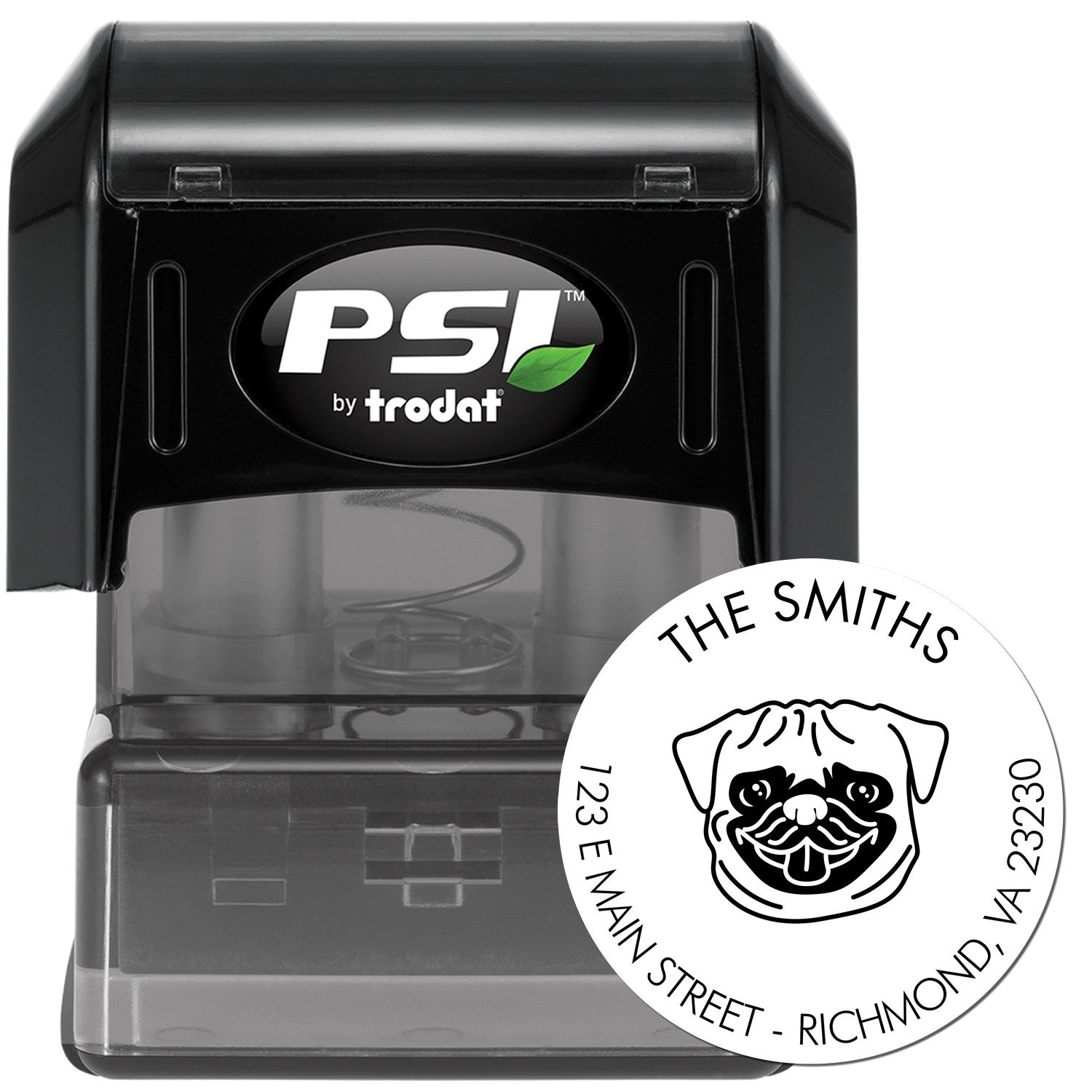 PSI Pre-Inked Pug Made-to-Order Address Rubber Stamp - Engineer Seal Stamps