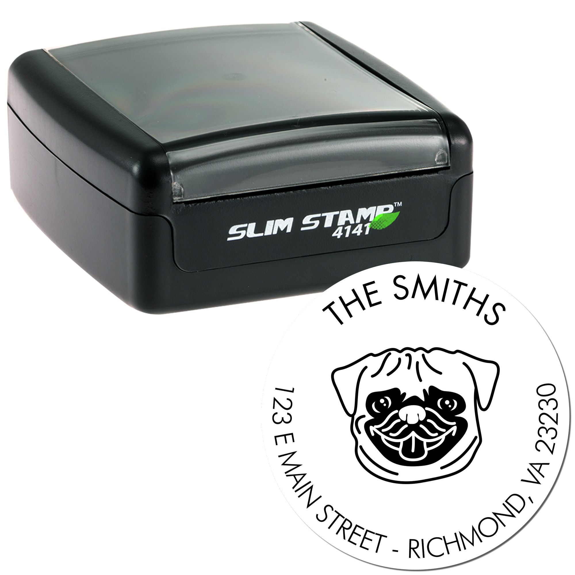 Slim Pre-Inked Pug Personalized Mail Stamp - Engineer Seal Stamps