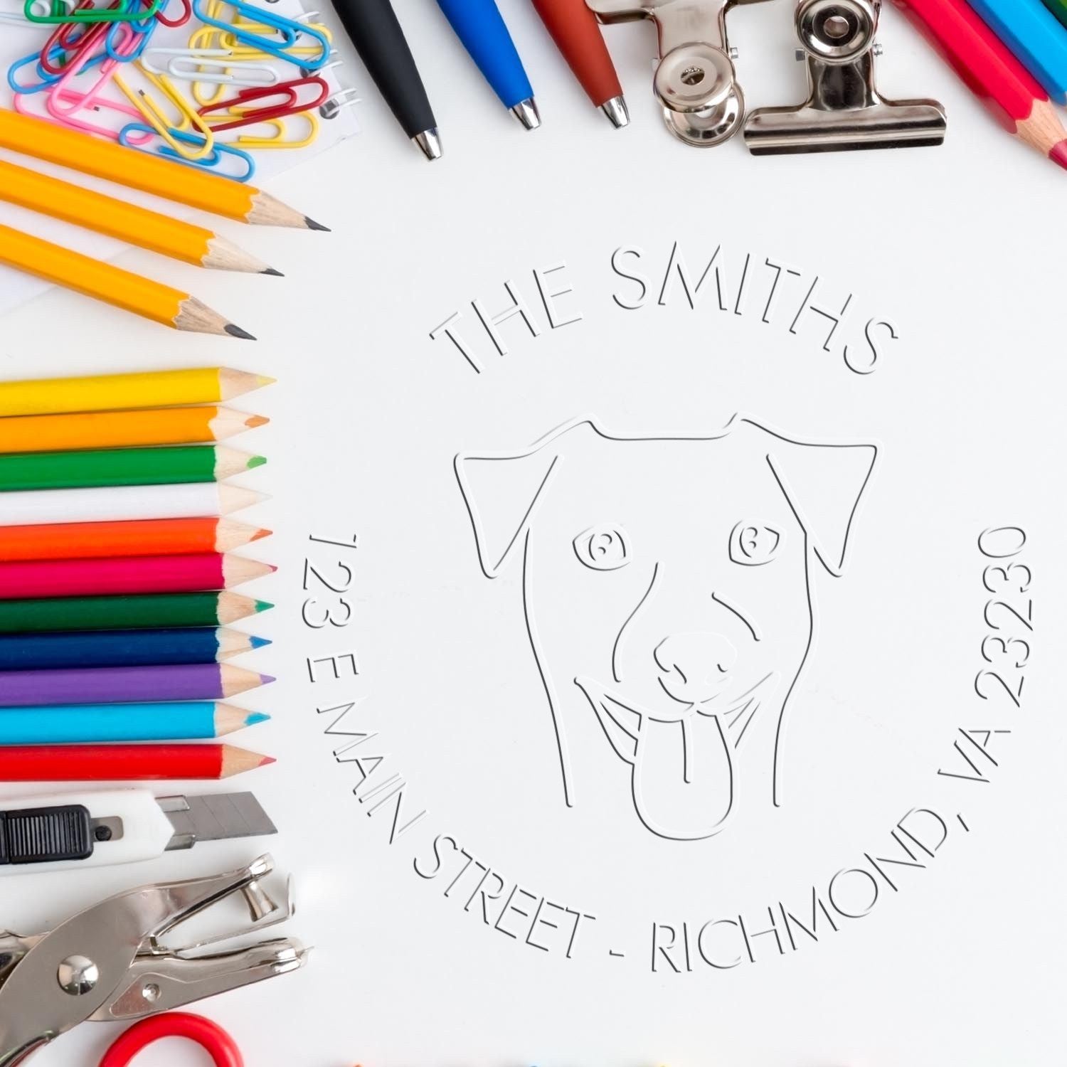 Personalizable Return Address Embossed Seal with Rhodesian Ridgeback Dog