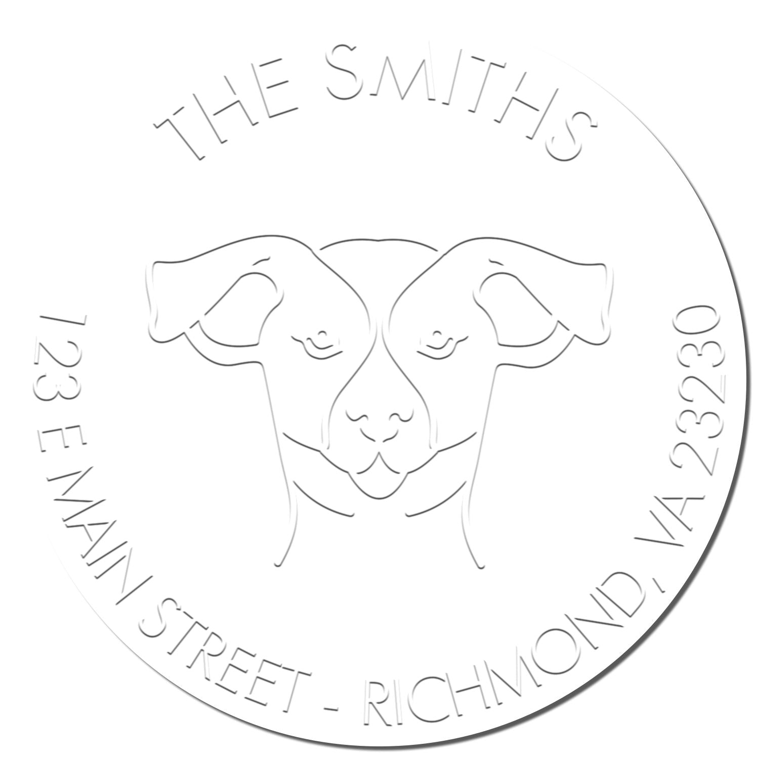 Personalizable Address Return Soft Embosser Seal with Russell Dog - Engineer Seal Stamps