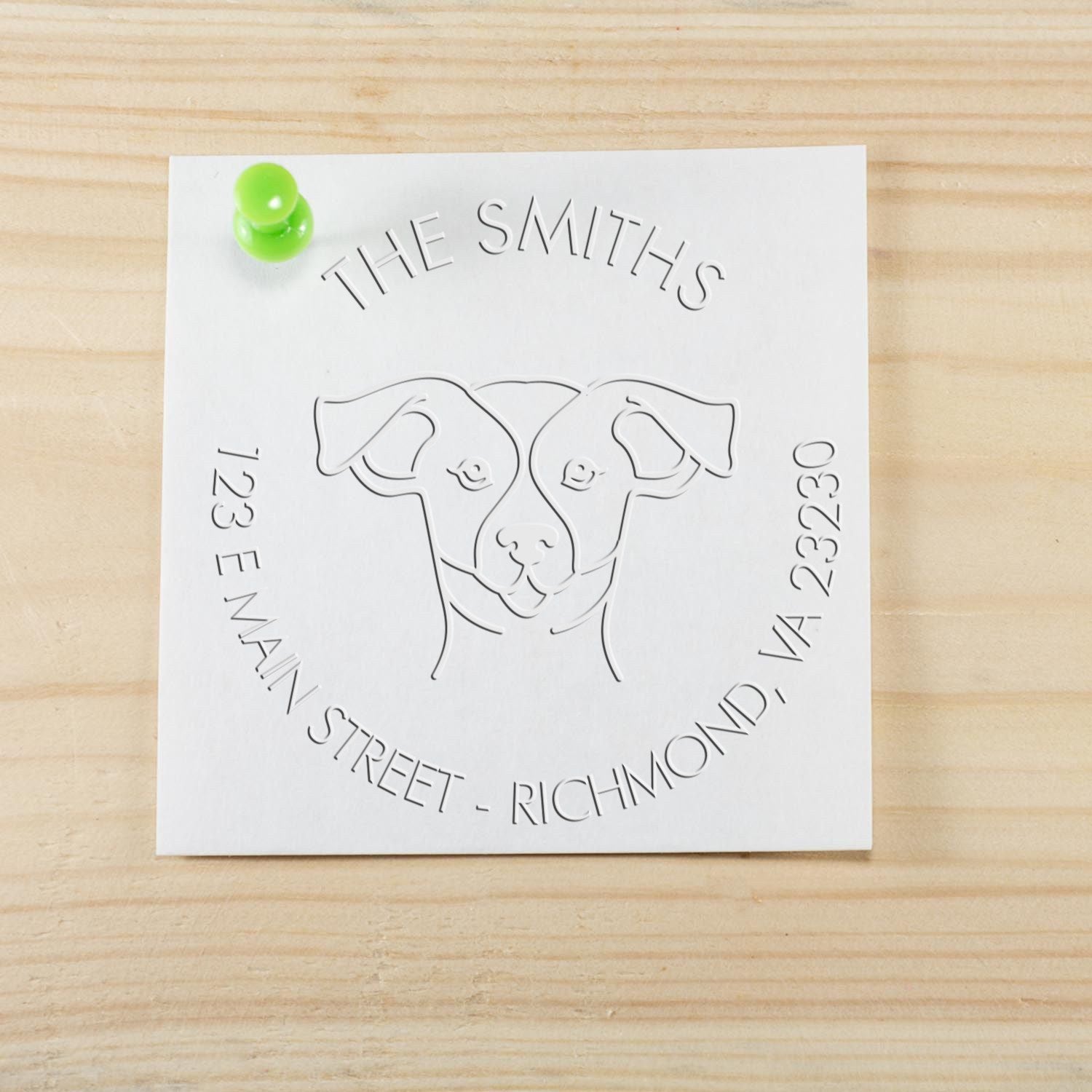 Personalizable Address Return Soft Embosser Seal with Russell Dog - Engineer Seal Stamps