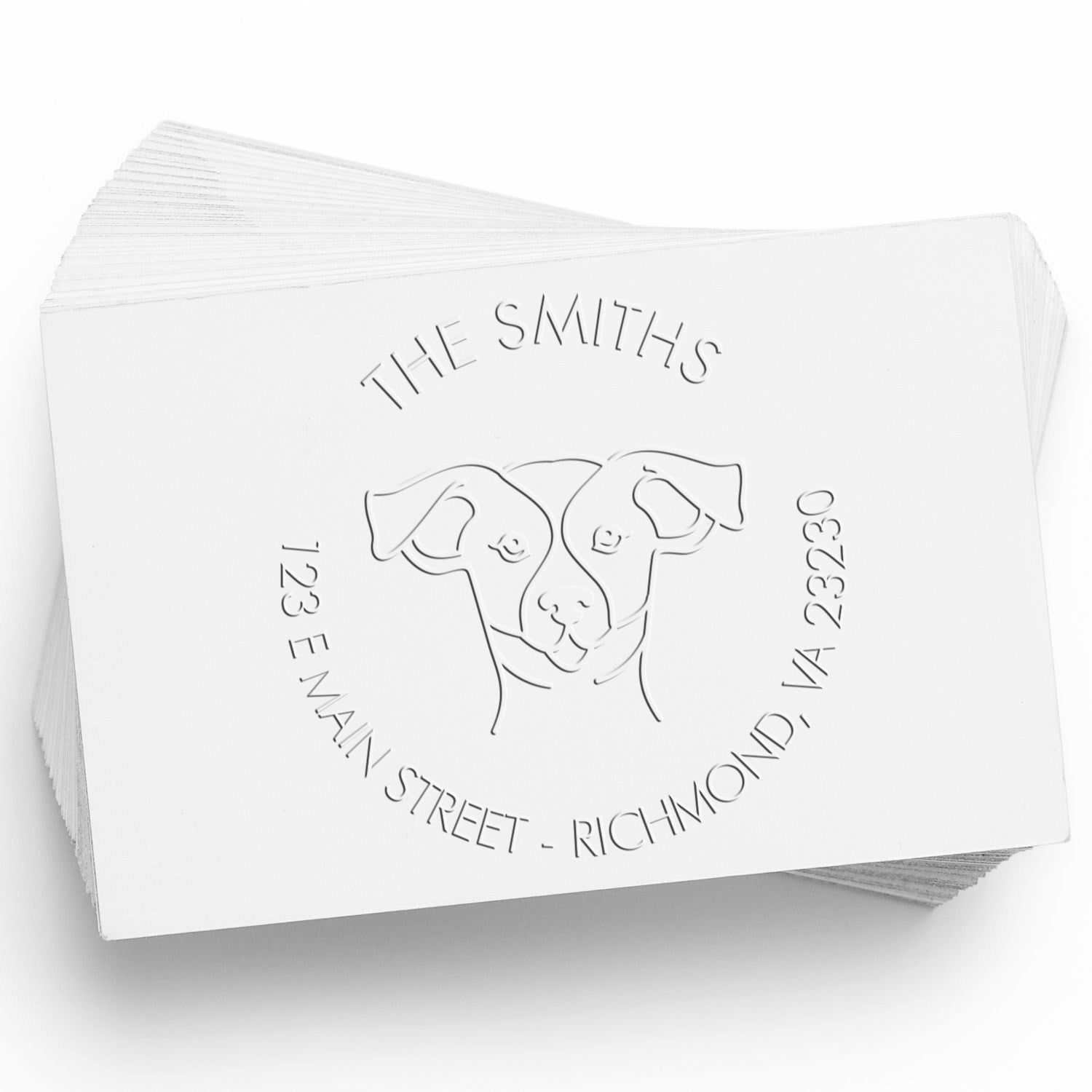 Personalizable Address Return Soft Embosser Seal with Russell Dog