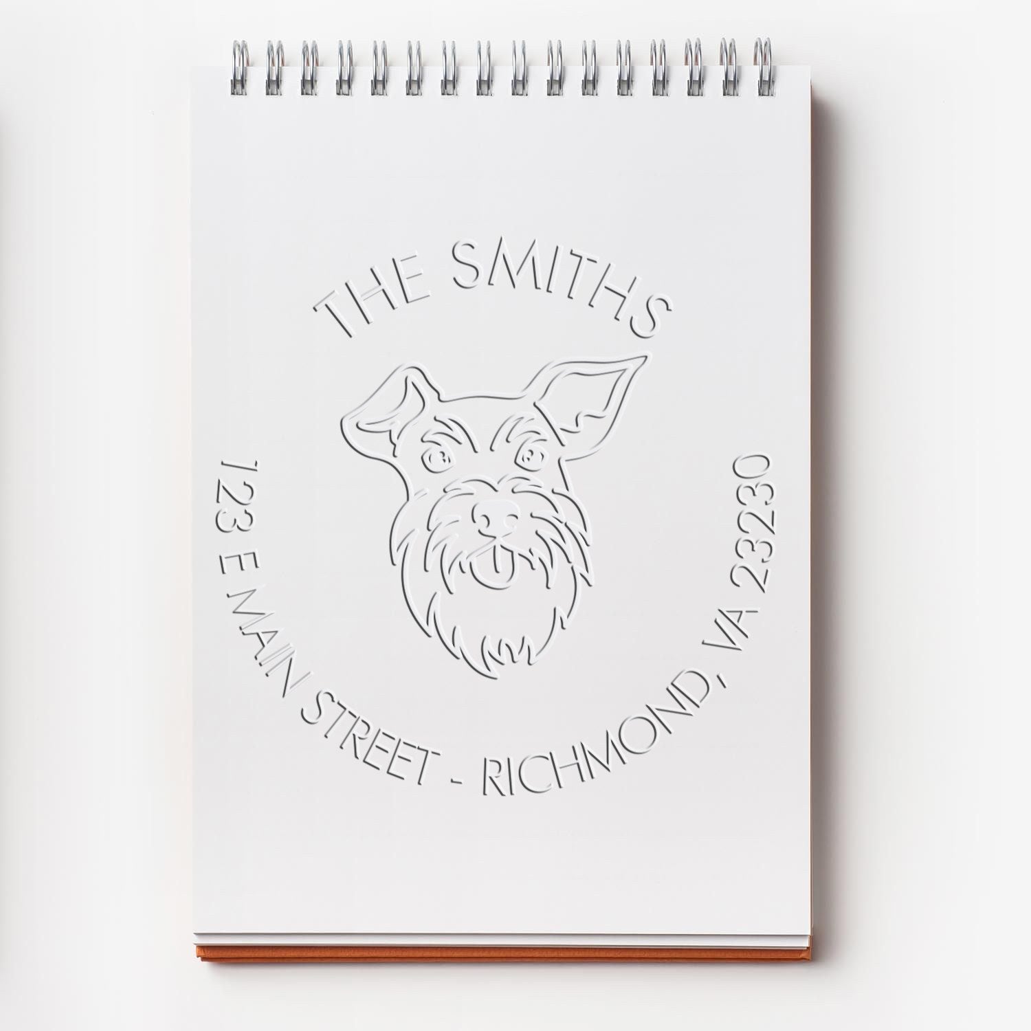 Personalizable Address Return Seal Soft Embosser with Schnauzer Dog