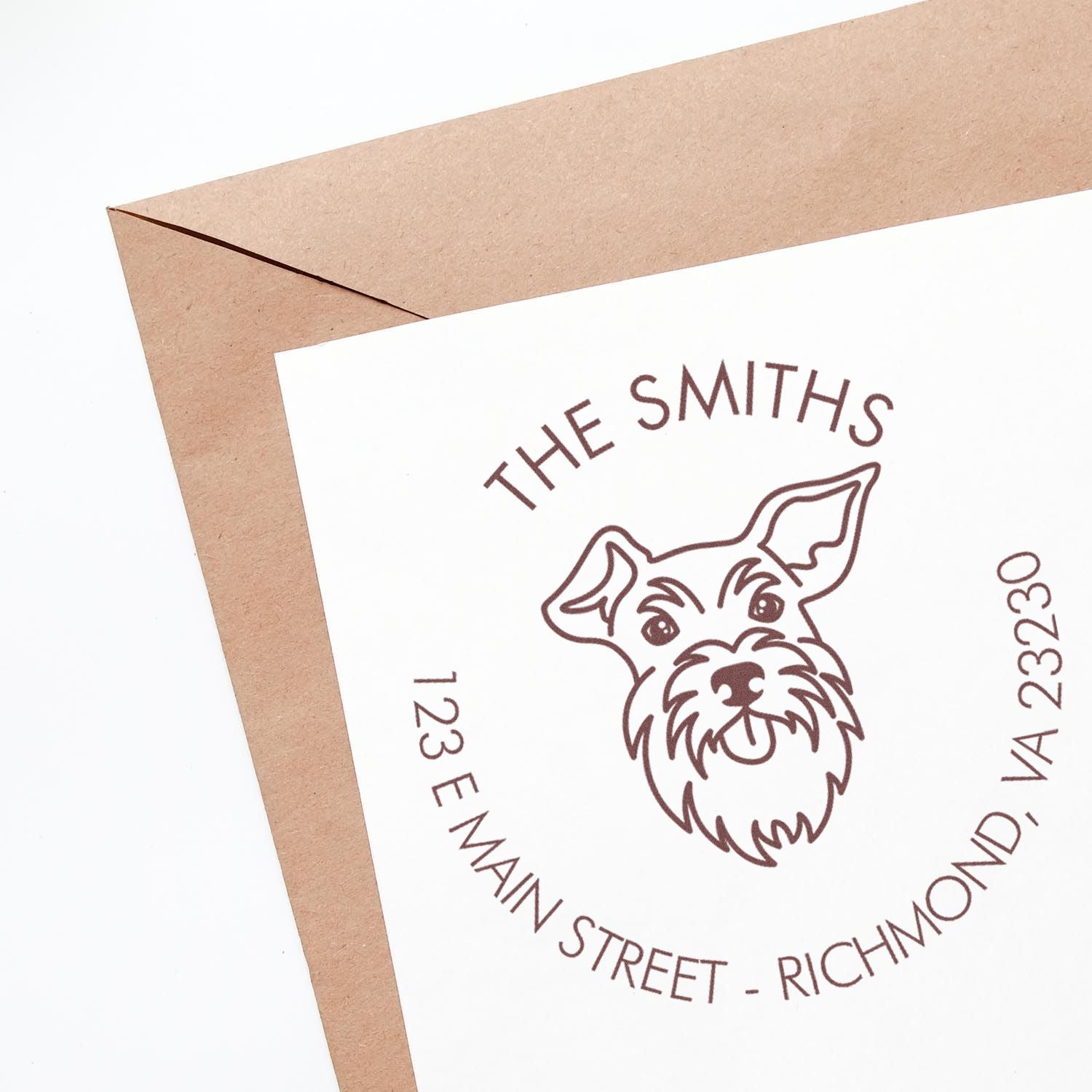 Wood Handle Schnauzer Custom Made Home Address Rubber Stamp - Engineer Seal Stamps