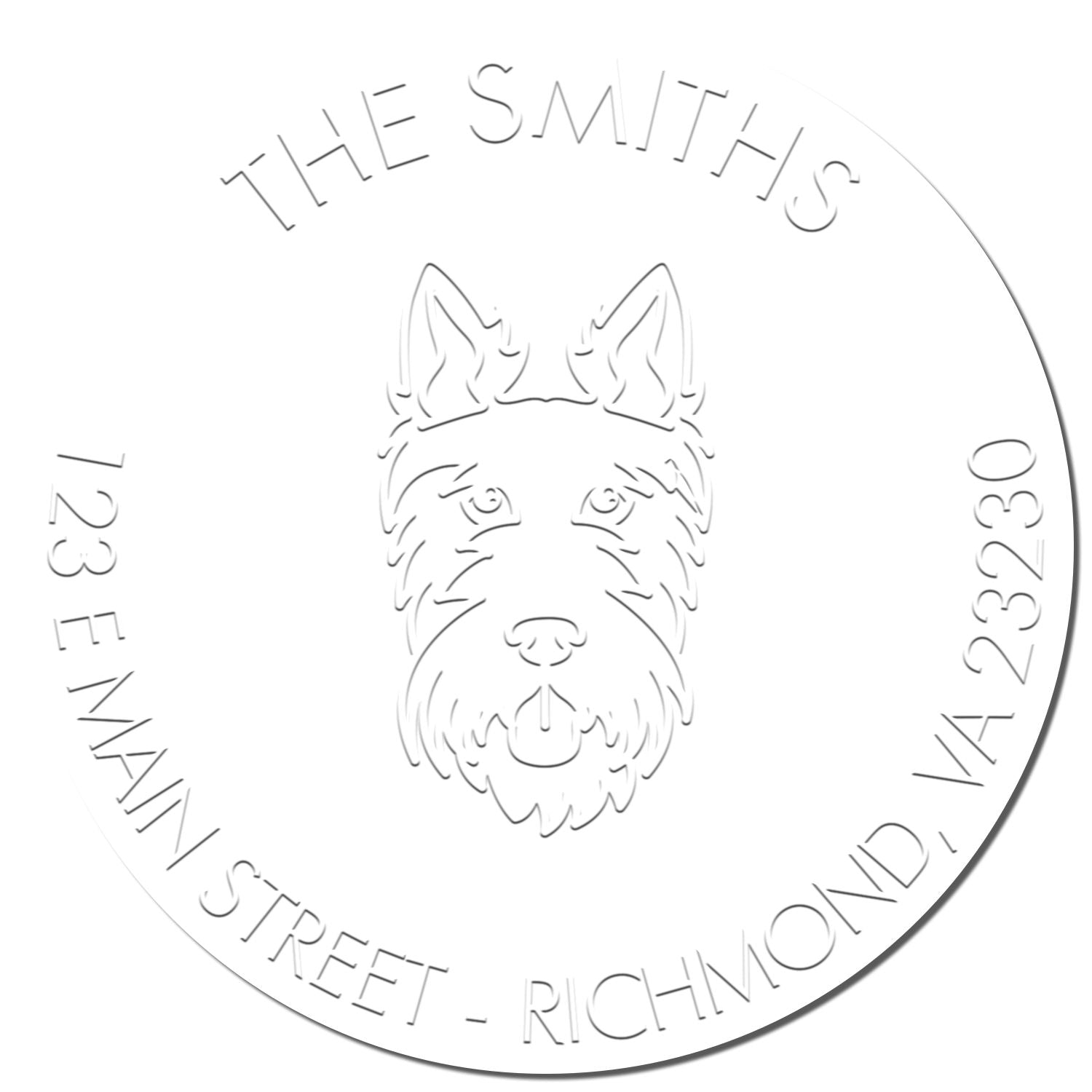 Personalizable Address Return Seal with Scottie Dog - Engineer Seal Stamps