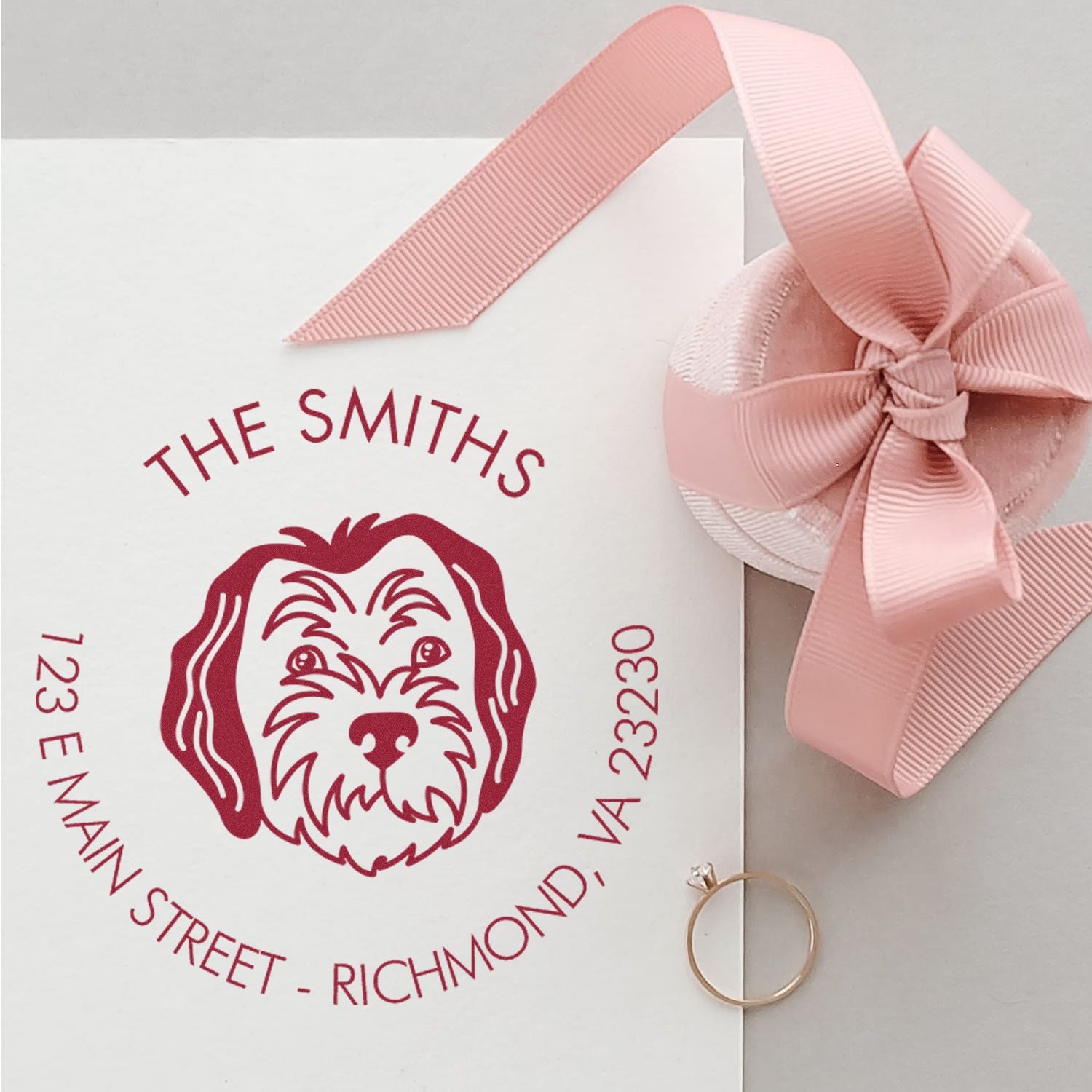 Slim Pre-Inked Sheepadoodle Personalized Mailing Address Stamp for Envelopes - Engineer Seal Stamps