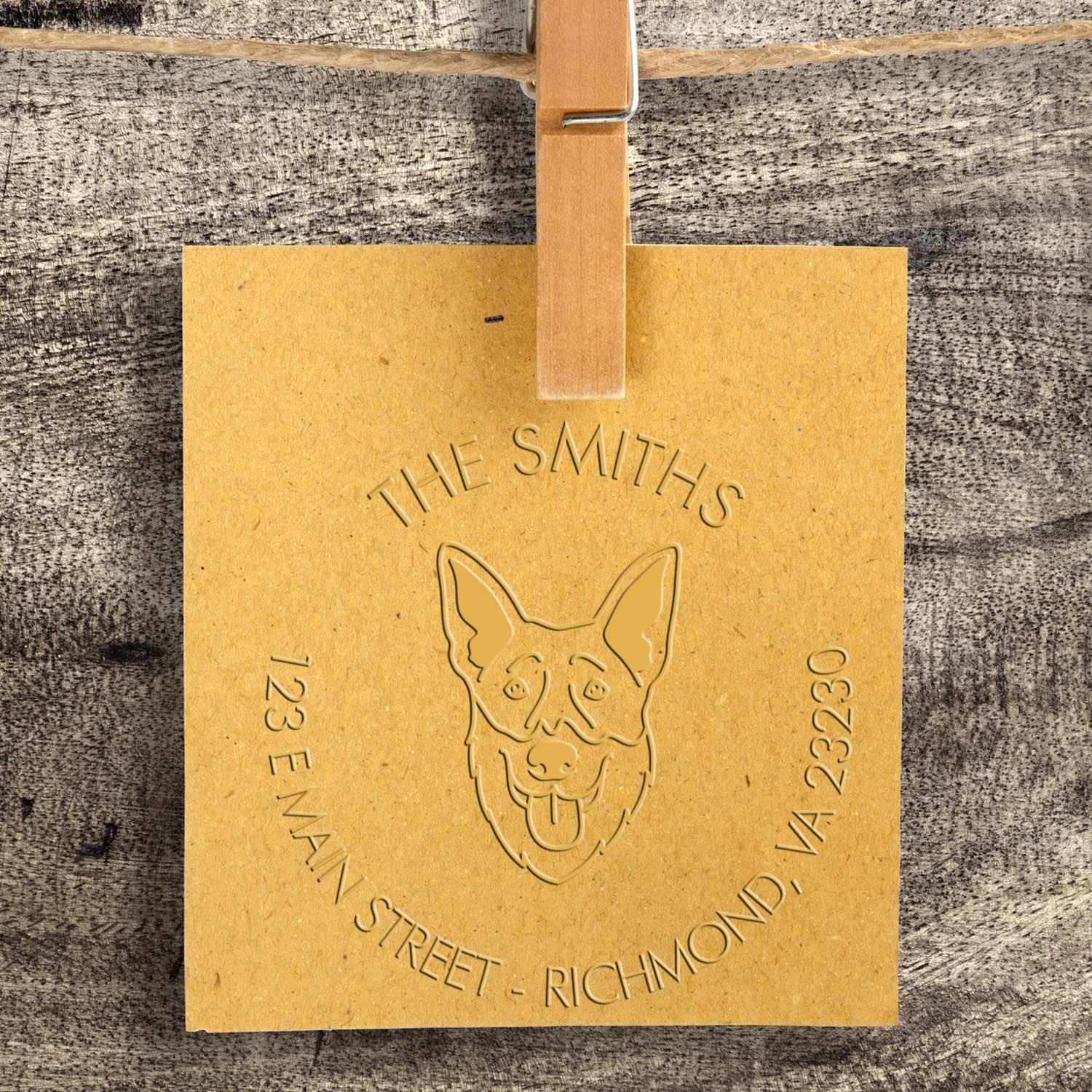 Personalizable Address Return Seal Stamp with Shepsky Dog