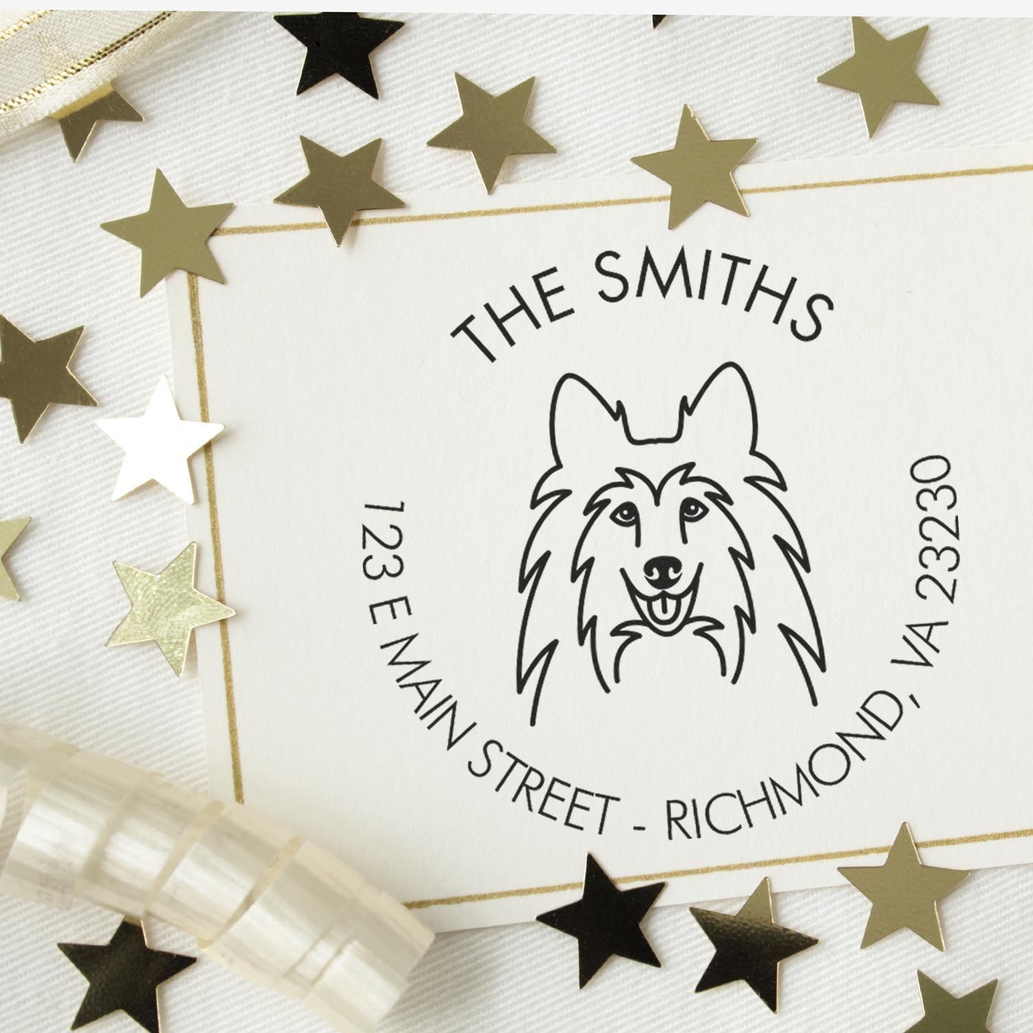 PSI Pre-Inked Shetland Sheepdog Made-to-Order Custom Address Stamper - Engineer Seal Stamps