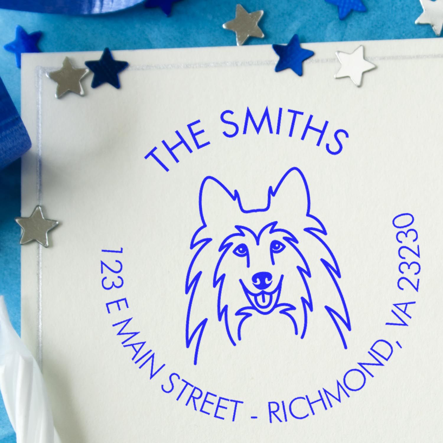 Wood Handle Shetland Sheepdog Custom Made Home Address Stamp - Engineer Seal Stamps