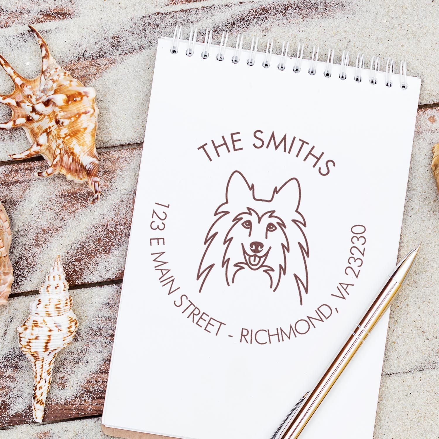 Slim Pre-Inked Shetland Sheepdog Personalized Mailing Address Stamper - Engineer Seal Stamps