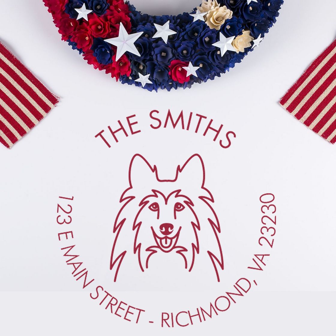 Slim Pre-Inked Shetland Sheepdog Personalized Mailing Address Stamper - Engineer Seal Stamps