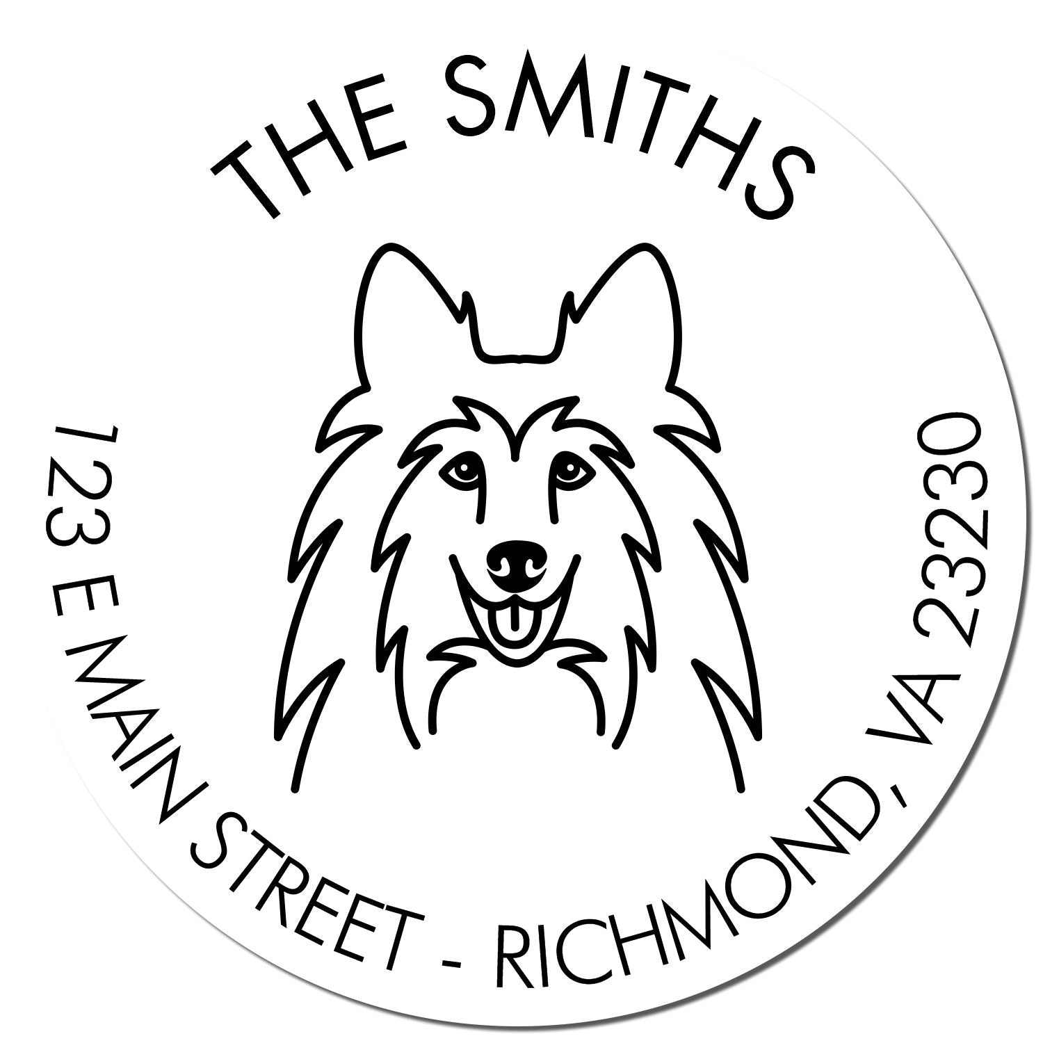 PSI Pre-Inked Shetland Sheepdog Made-to-Order Custom Address Stamper - Engineer Seal Stamps