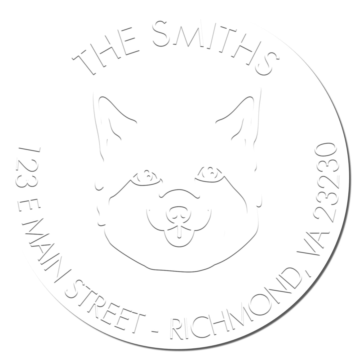 Personalizable Address Return Embossed Seal with Shiba Dog - Engineer Seal Stamps